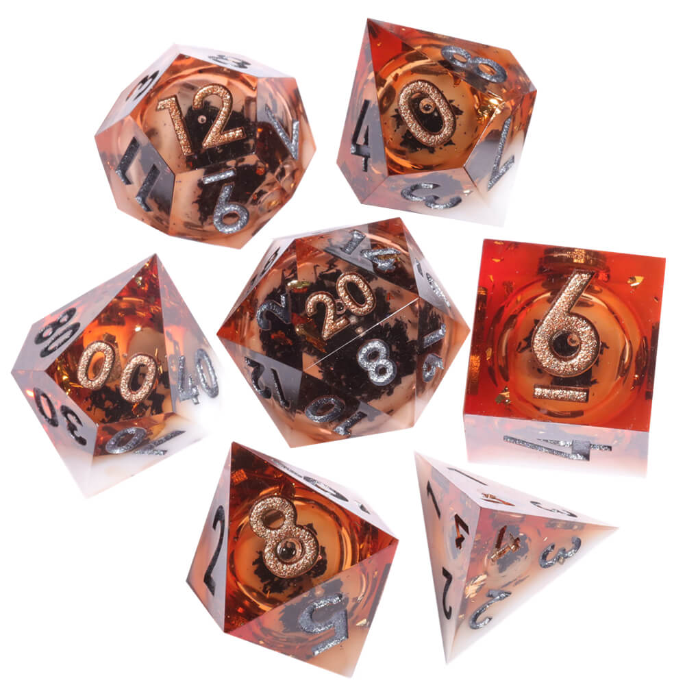 D&D 7-Piece Sharp Edge Yearning for Peace Polyhedral Resin Dice Set - Dice of Dragons