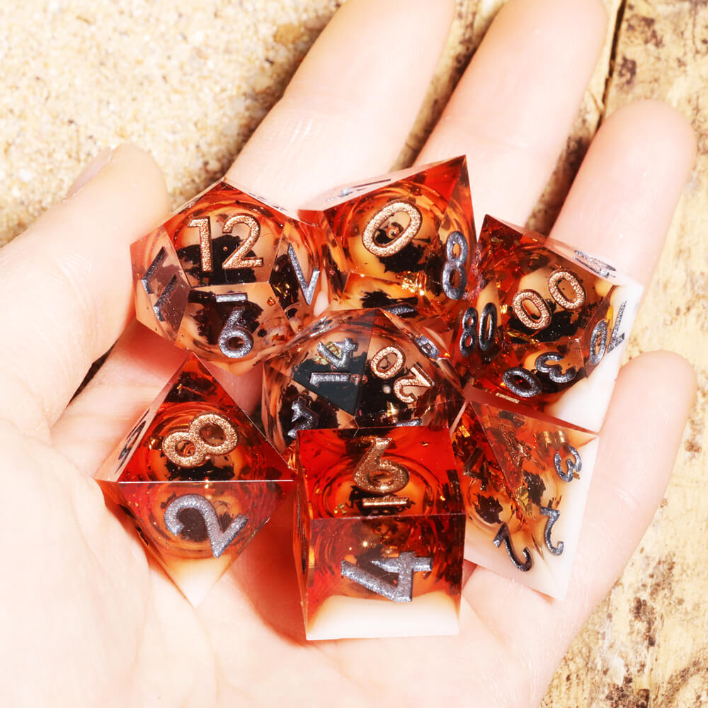 D&D 7-Piece Sharp Edge Yearning for Peace Polyhedral Resin Dice Set - Dice of Dragons