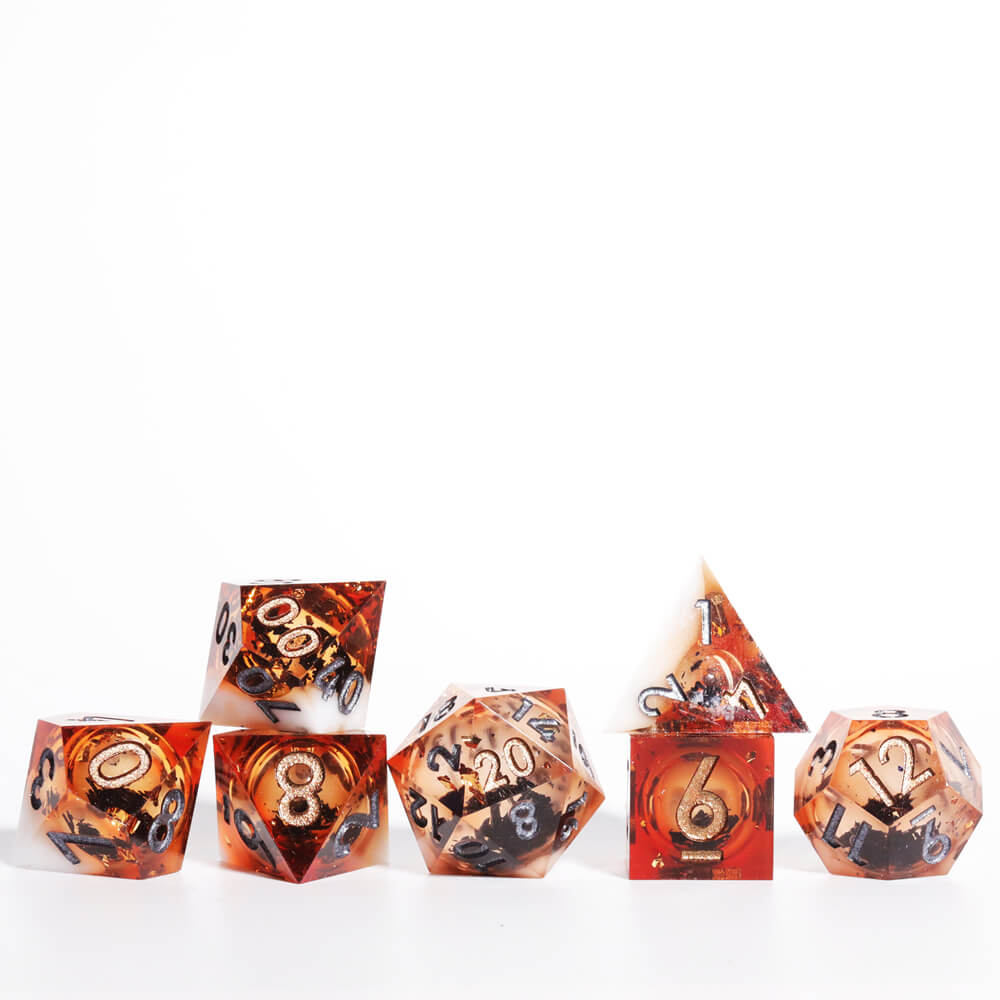 D&D 7-Piece Sharp Edge Yearning for Peace Polyhedral Resin Dice Set - Dice of Dragons