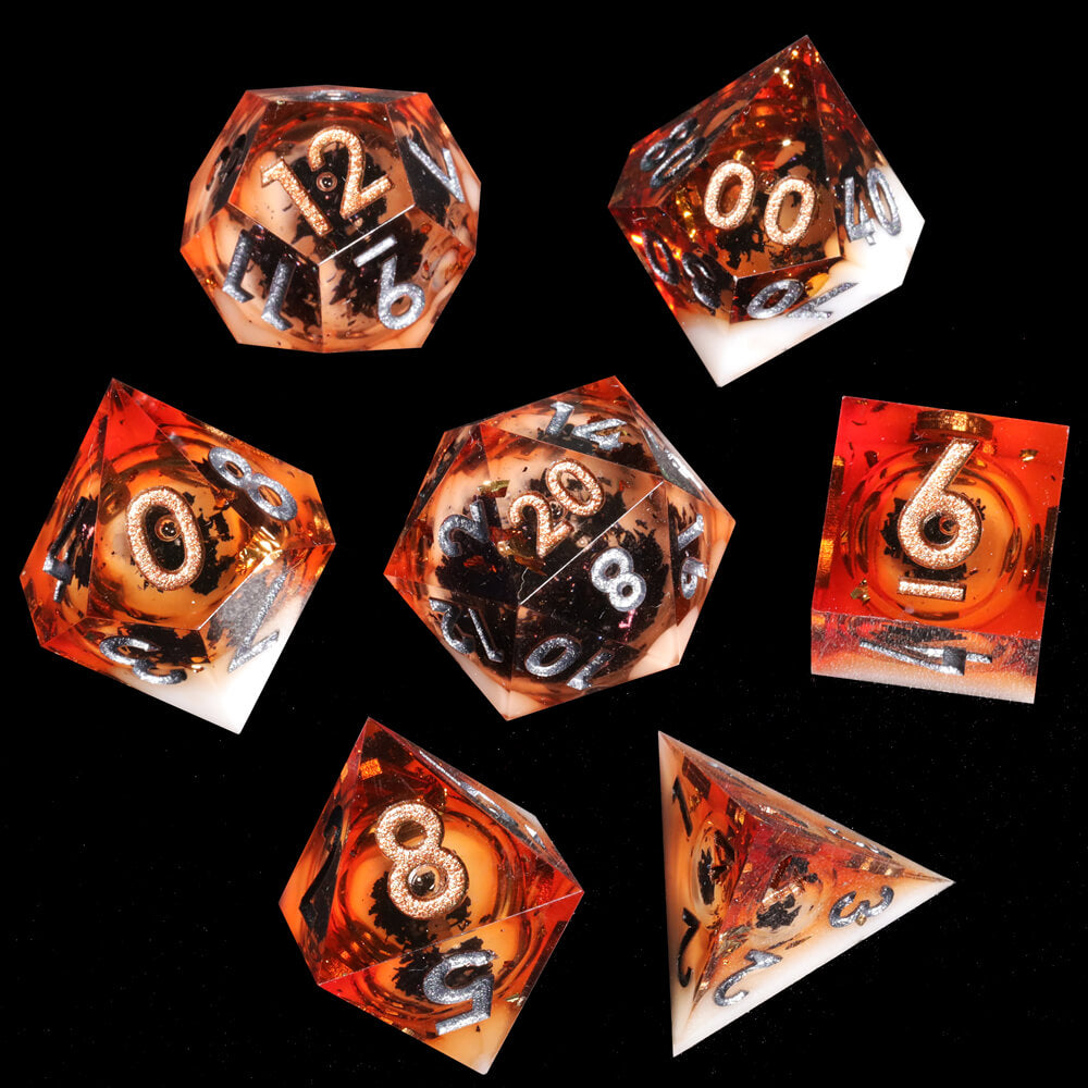 D&D 7-Piece Sharp Edge Yearning for Peace Polyhedral Resin Dice Set - Dice of Dragons