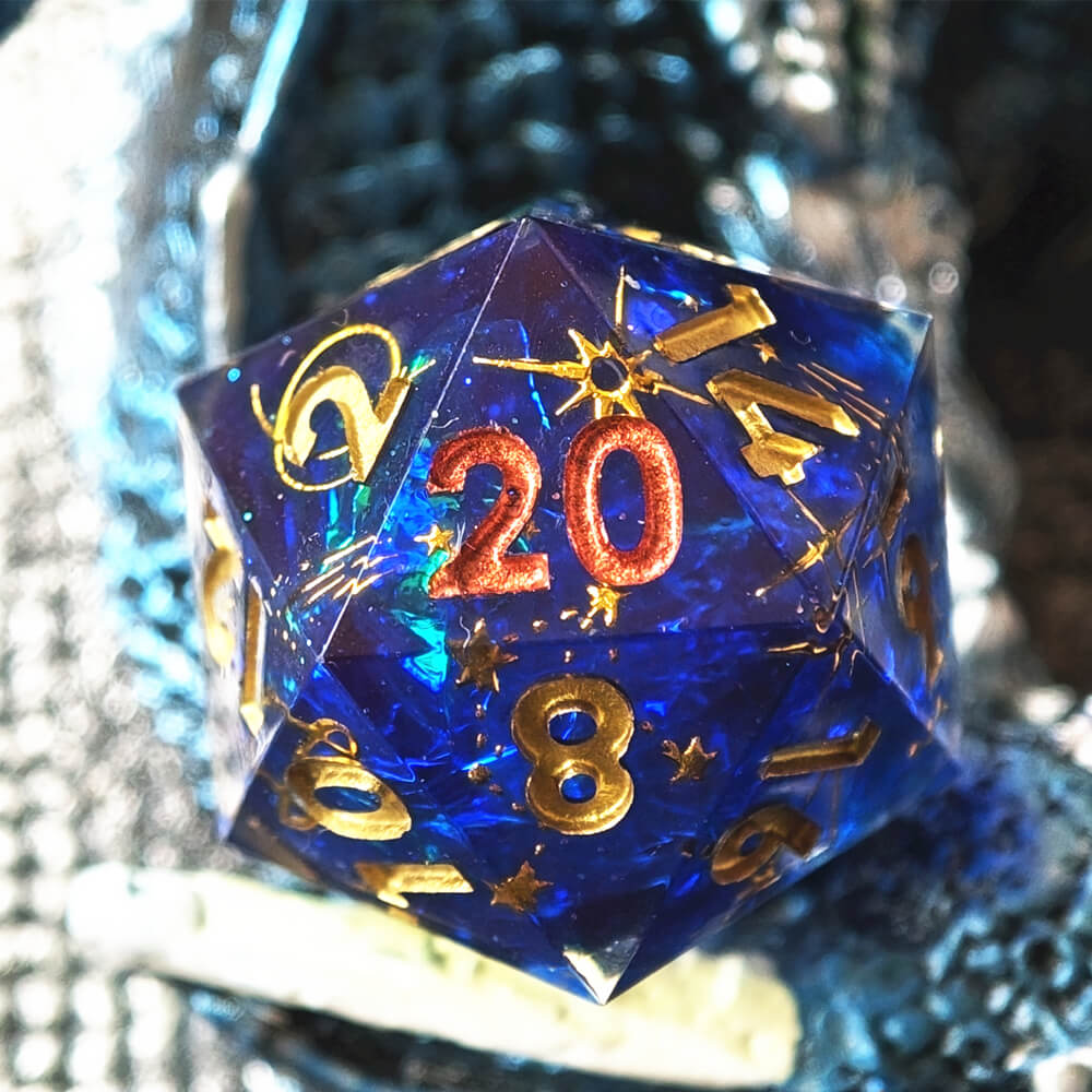 D&D 7-Piece Sharp Edge Planet Polyhedral Resin Dice Set - Dice of Dragons