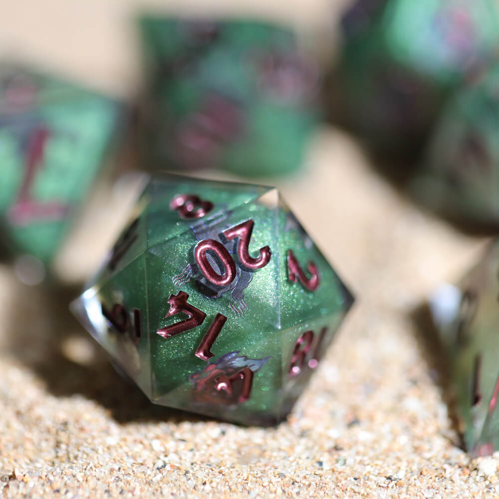 D&D 7-Piece Sharp Edge Wild Nature Polyhedral Resin Dice Set - Dice of Dragons