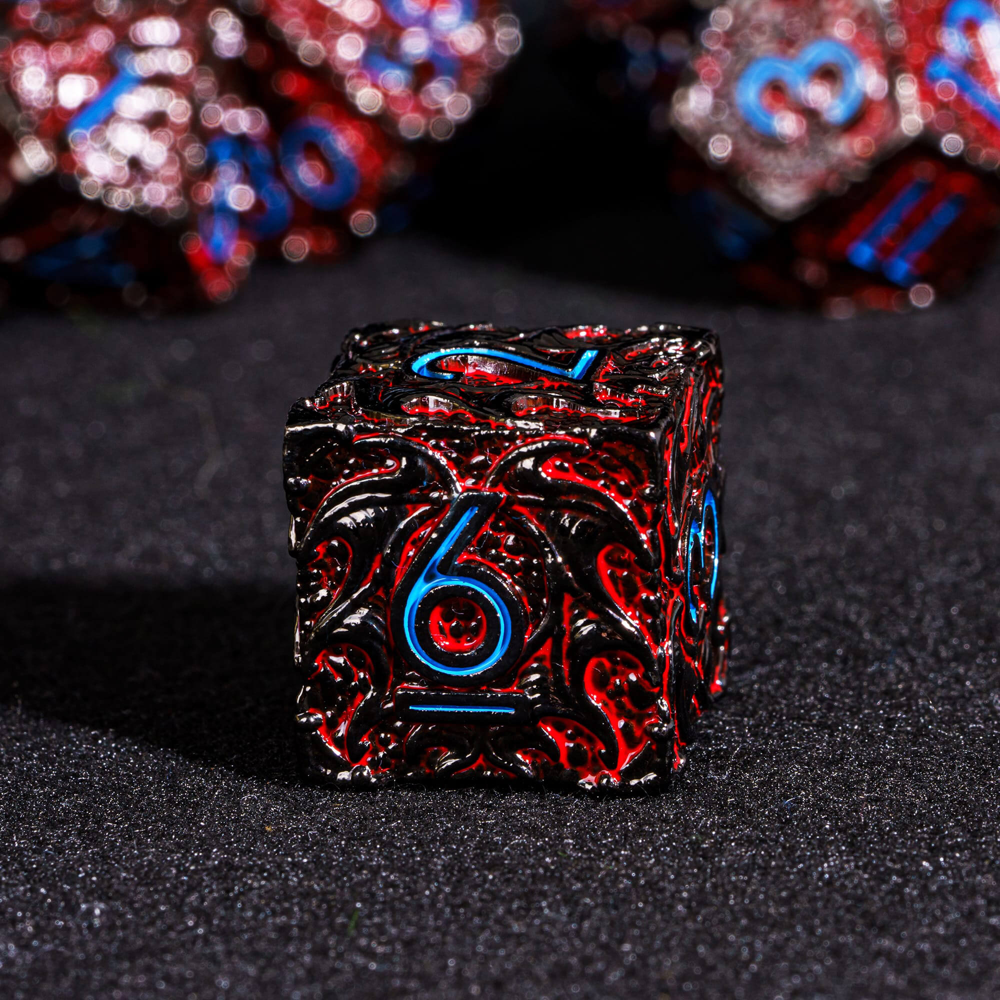 Dragon 7 Polyhedral Metal DD Dice Set Red Blue - Dice of Dragons