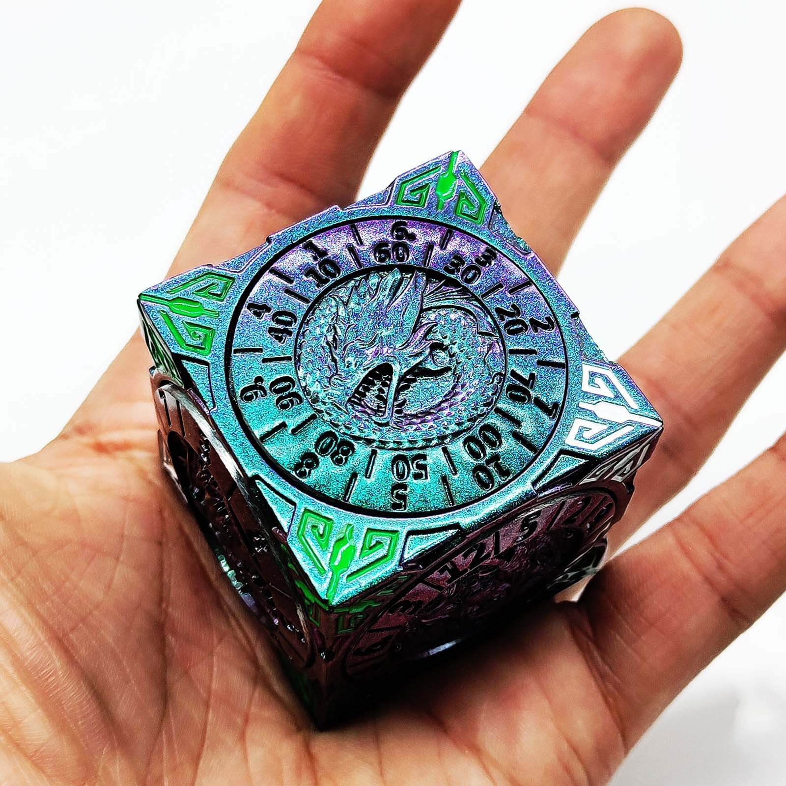 Dragon Cthulhu Skull 7 in 1 Cube 6-sided Rotating DND Metal Dice - Dice of Dragons