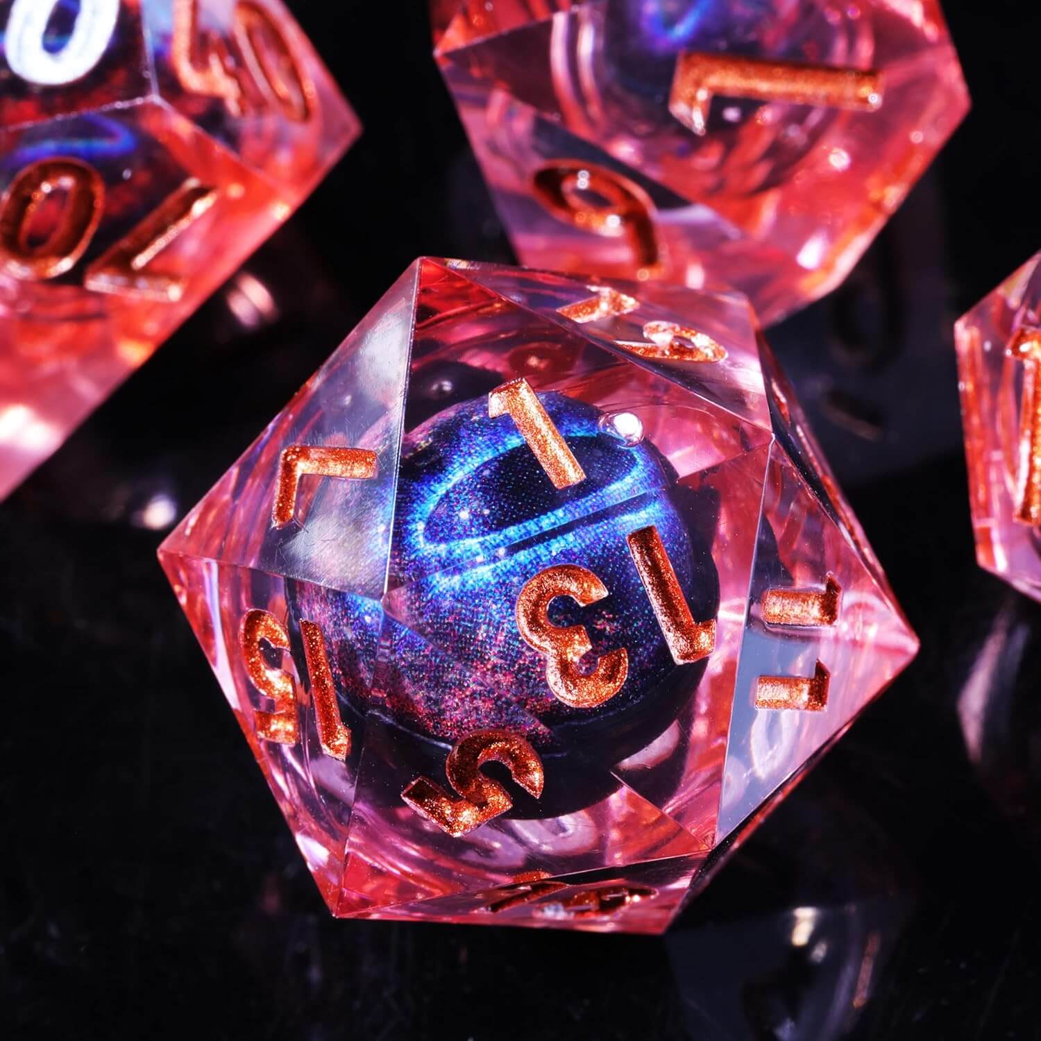 Dragon Eye 7-Piece Sharp Edge Polyhedral Resin D&D Dice Set - Dice of Dragons