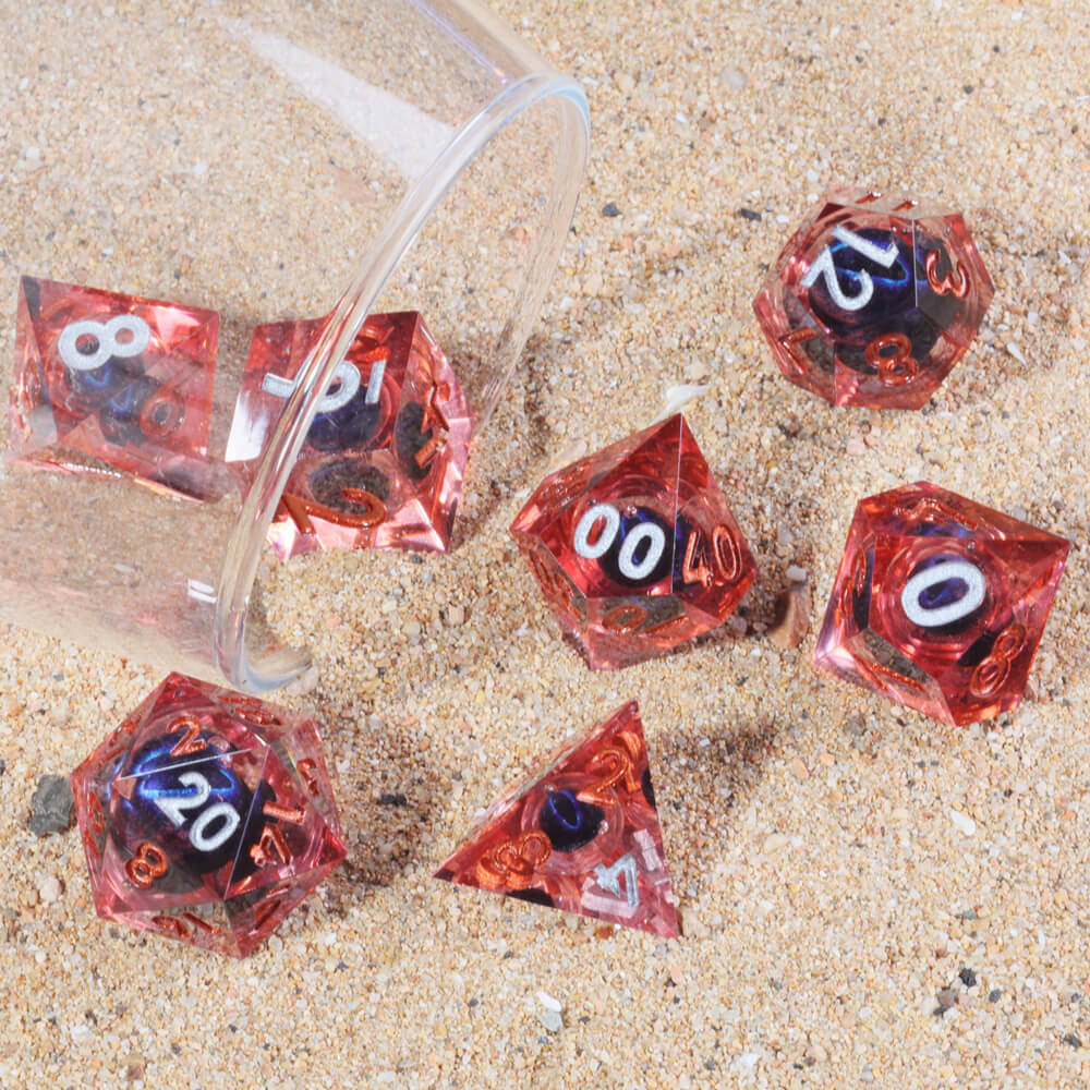 Dragon Eye 7-Piece Sharp Edge Polyhedral Resin D&D Dice Set - Dice of Dragons