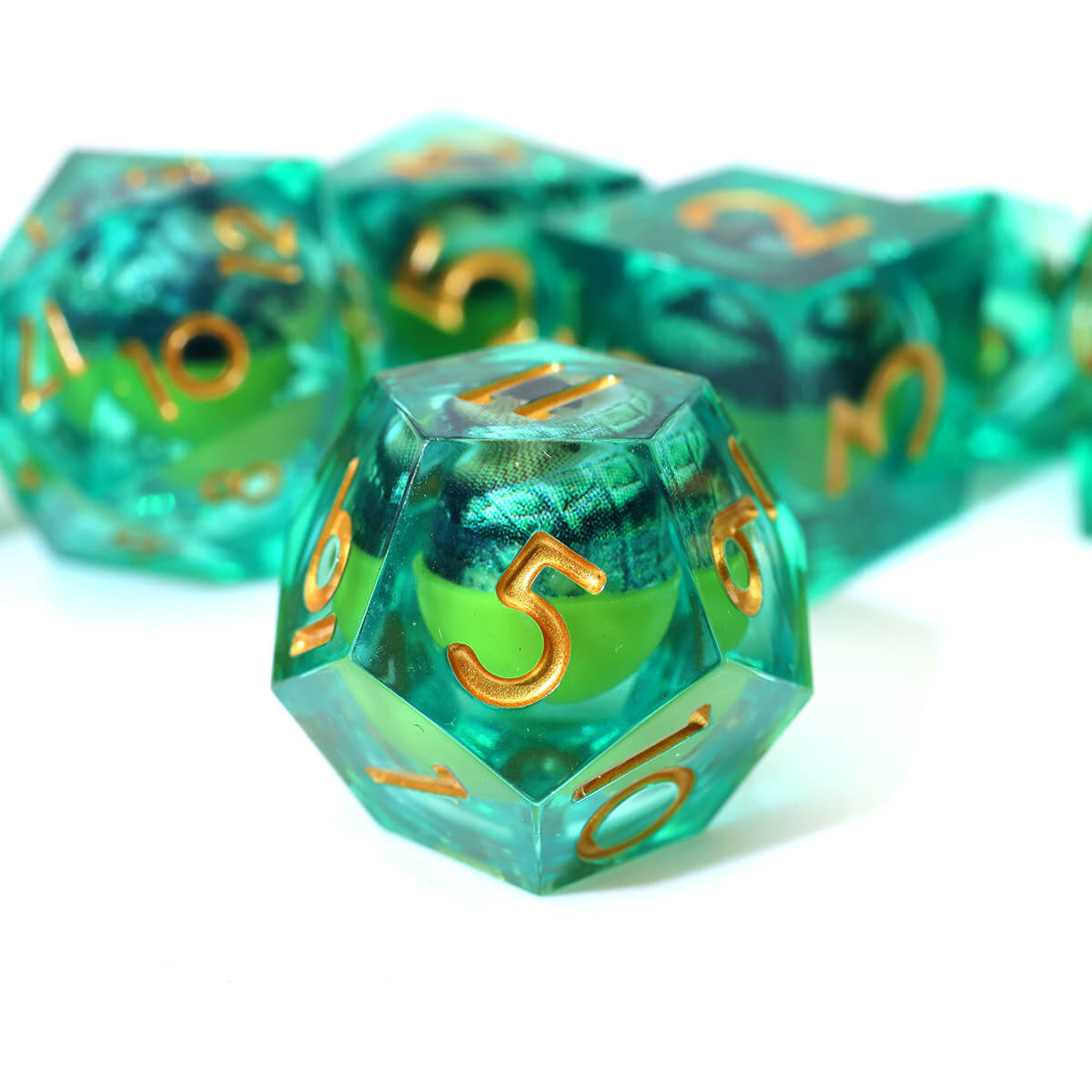 Dragon Eye 7-Piece Sharp Edge DND Dice Set - Dice of Dragons