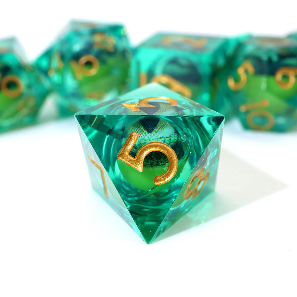 Dragon Eye 7-Piece Sharp Edge DND Dice Set - Dice of Dragons