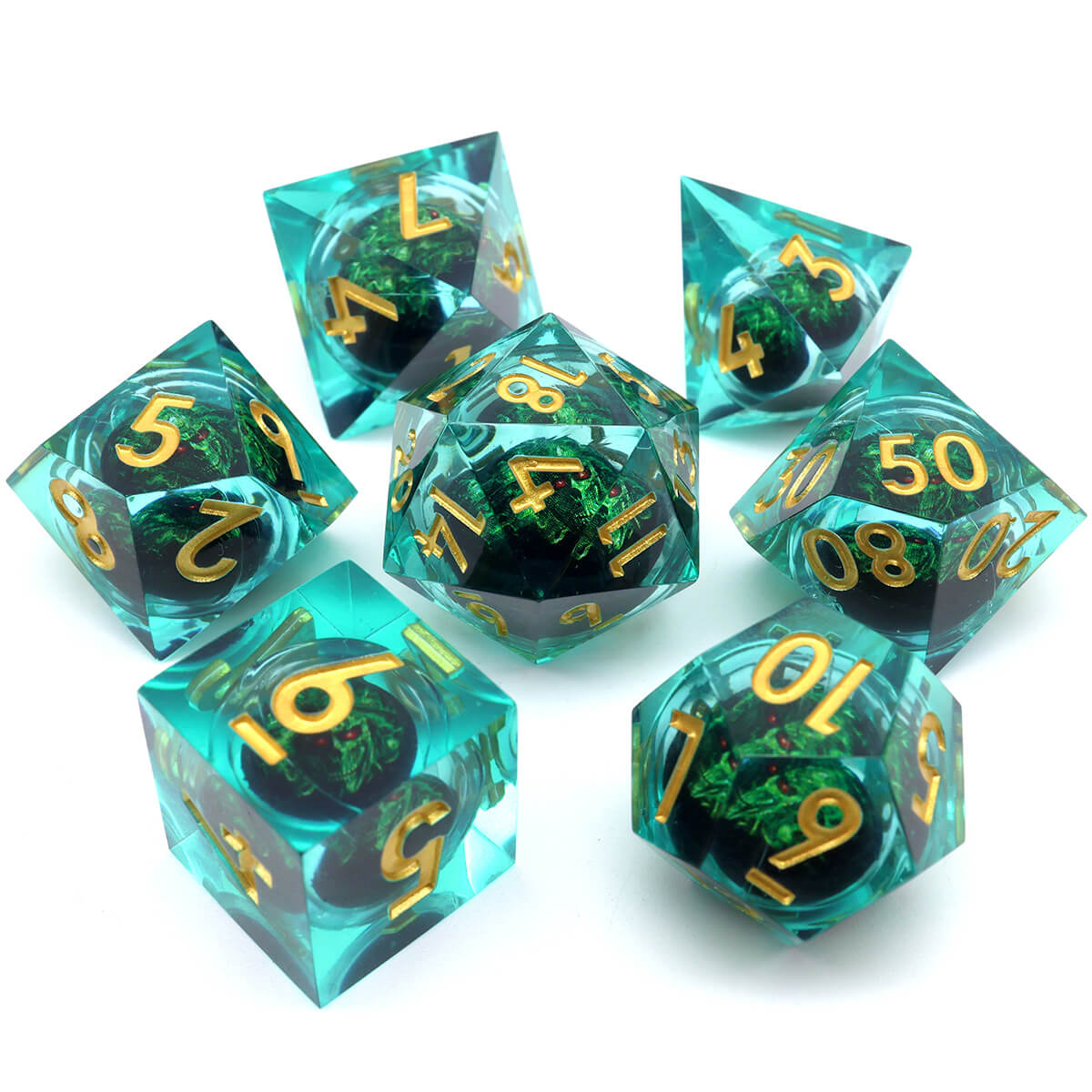 Dragon Eye DND 7-Piece Sharp Edge Dice Set - Dice of Dragons