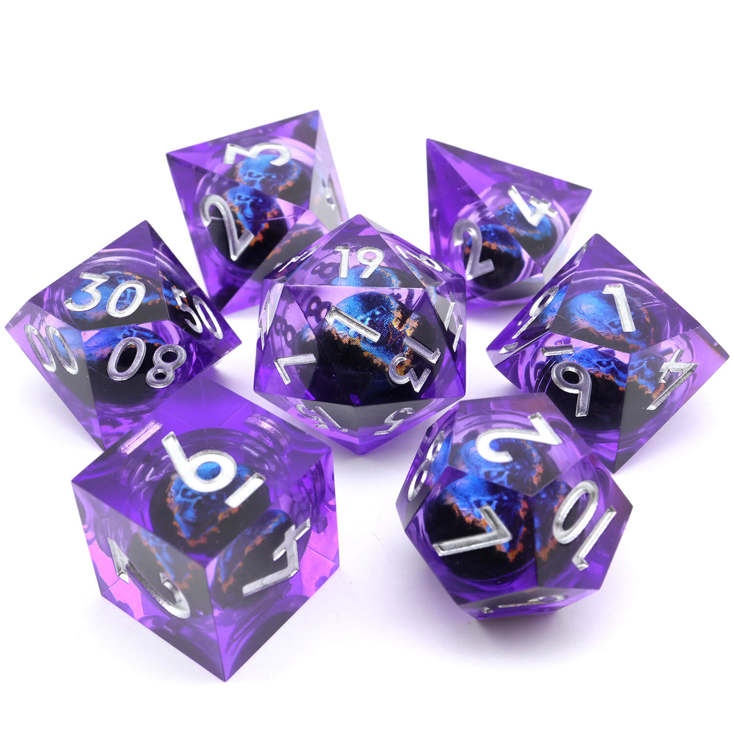 Dragon Eye Sharp Edge 7-Piece DND Dice Set - Dice of Dragons