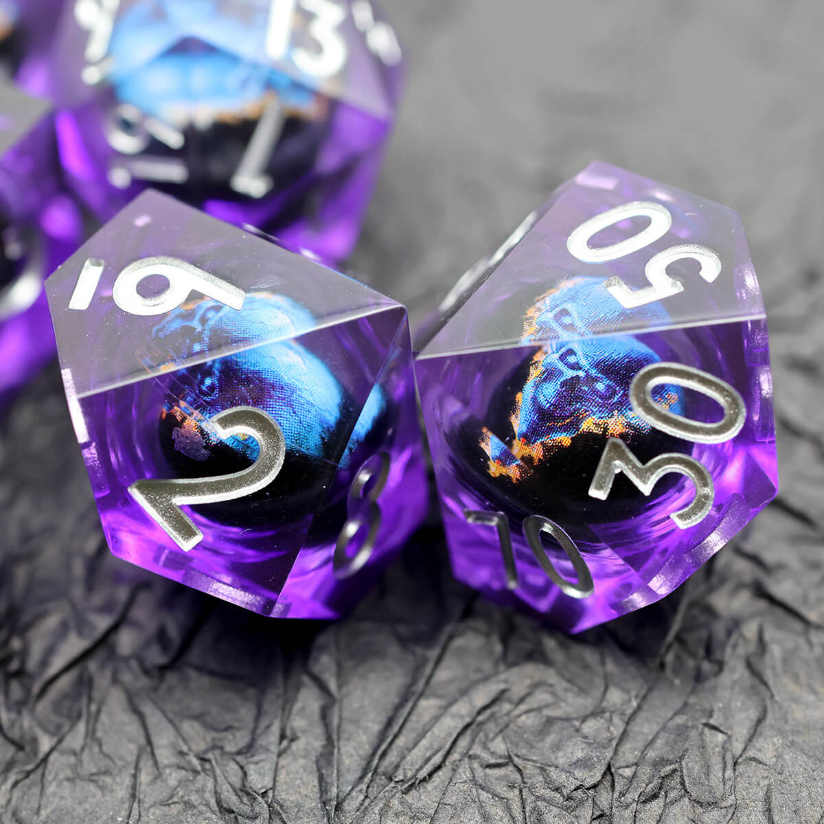 Dragon Eye Sharp Edge 7-Piece DND Dice Set - Dice of Dragons