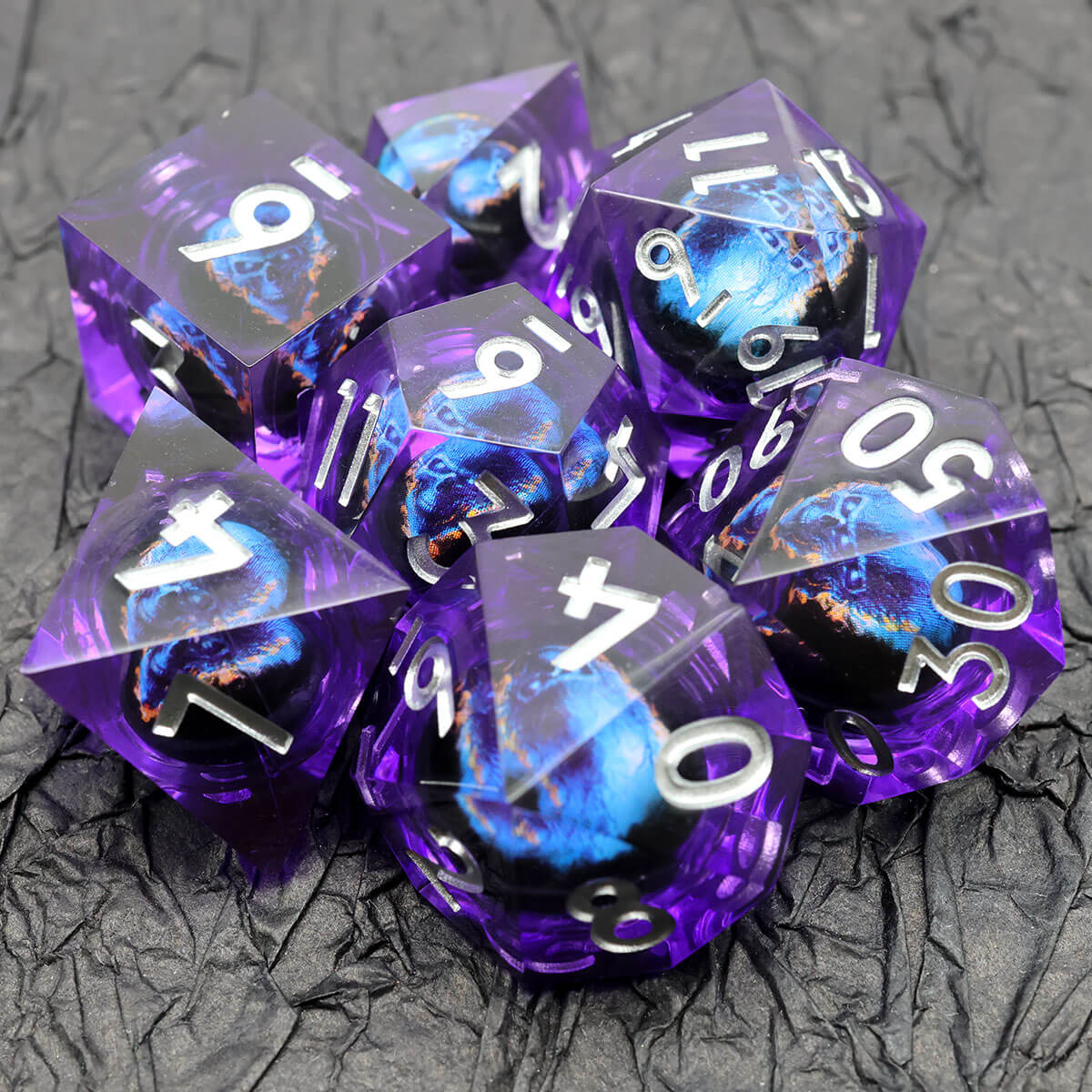 Dragon Eye Sharp Edge 7-Piece DND Dice Set - Dice of Dragons