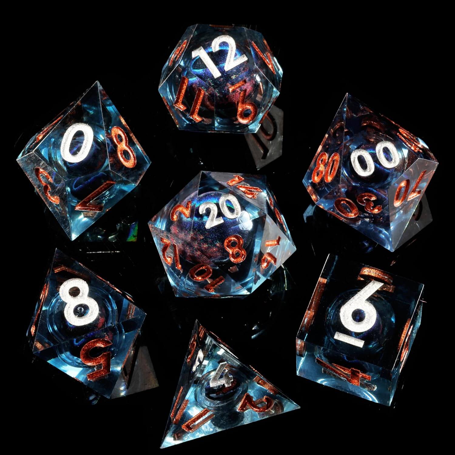 Dragon Eye Sharp Edge Resin Polyhedral 7-Piece D&D Dice Set - Dice of Dragons