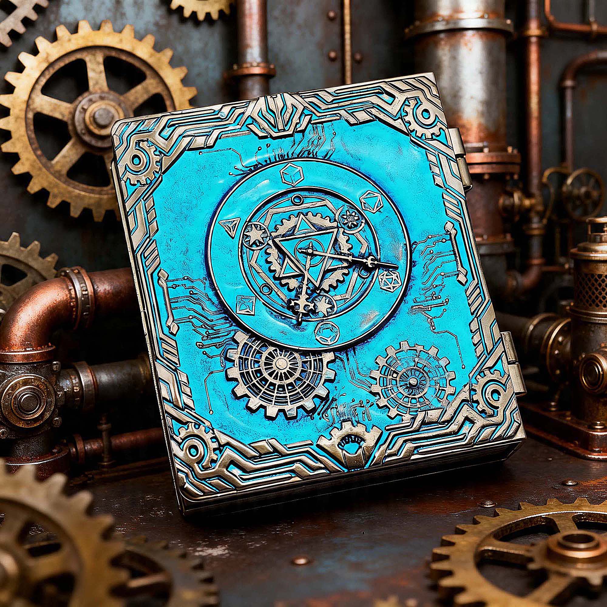 Dragon Machine Gear 7 in 1 Rotating Roulette DND Metal Dice Magic Book Grimoire - Dice of Dragons