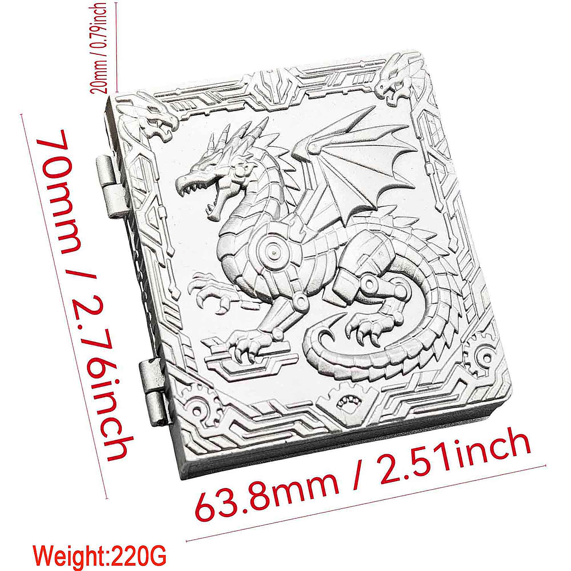 Dragon Machine Gear 7 in 1 Rotating Roulette DND Metal Dice Magic Book Grimoire - Dice of Dragons