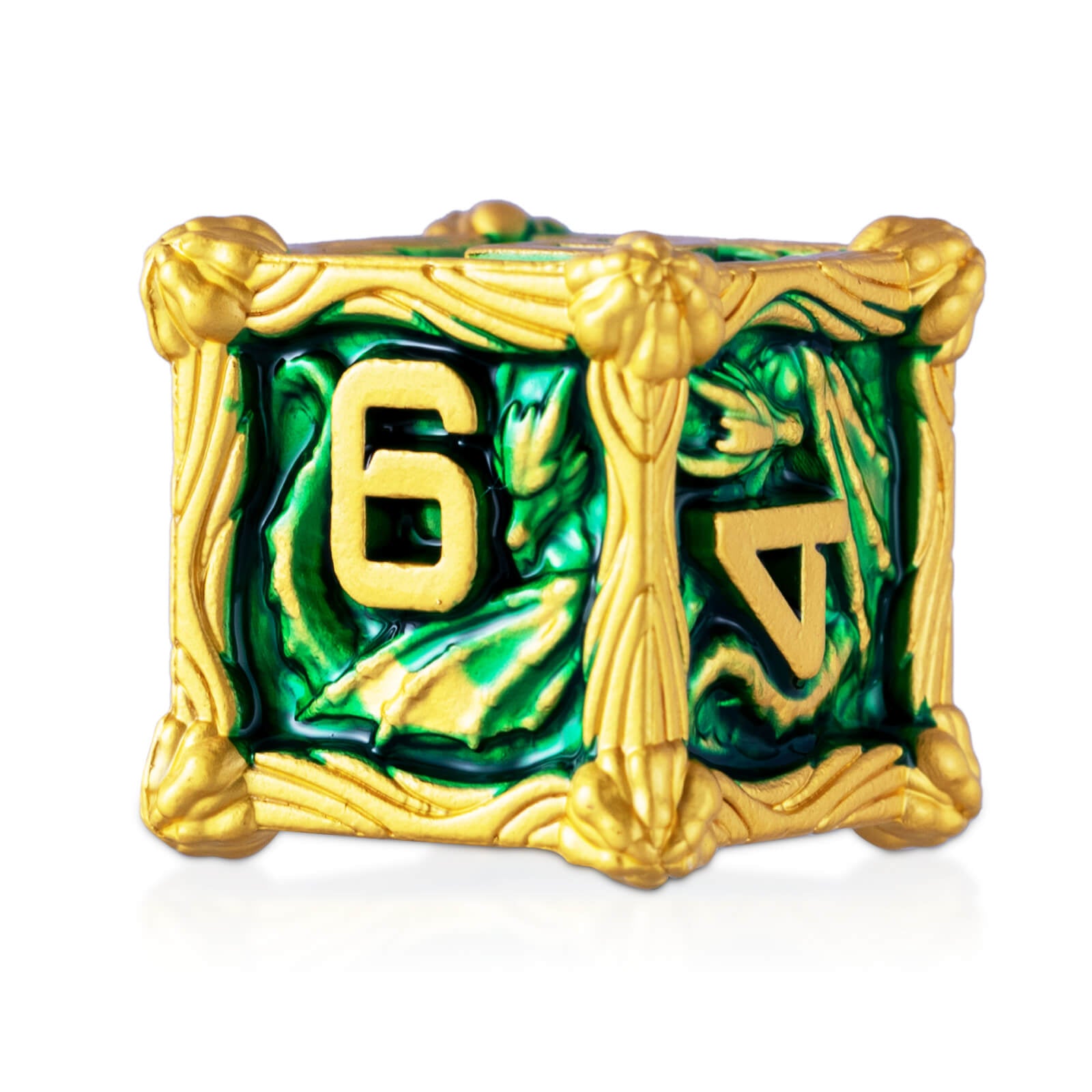 Dragon Rider Awesome Polyhedral Metal Dice Set DD - Gold Green - Dice of Dragons