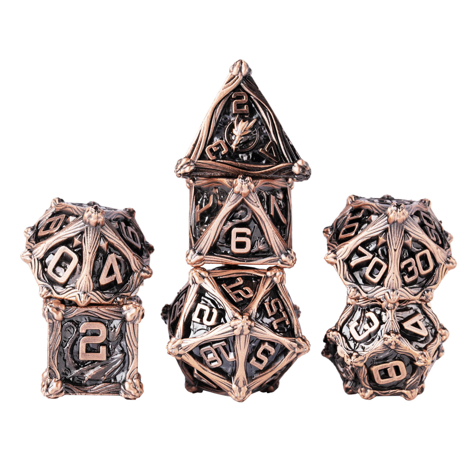 Dragon Rider Best Polyhedral Metal Dice Set D and D - Ancient Red Copper - Dice of Dragons