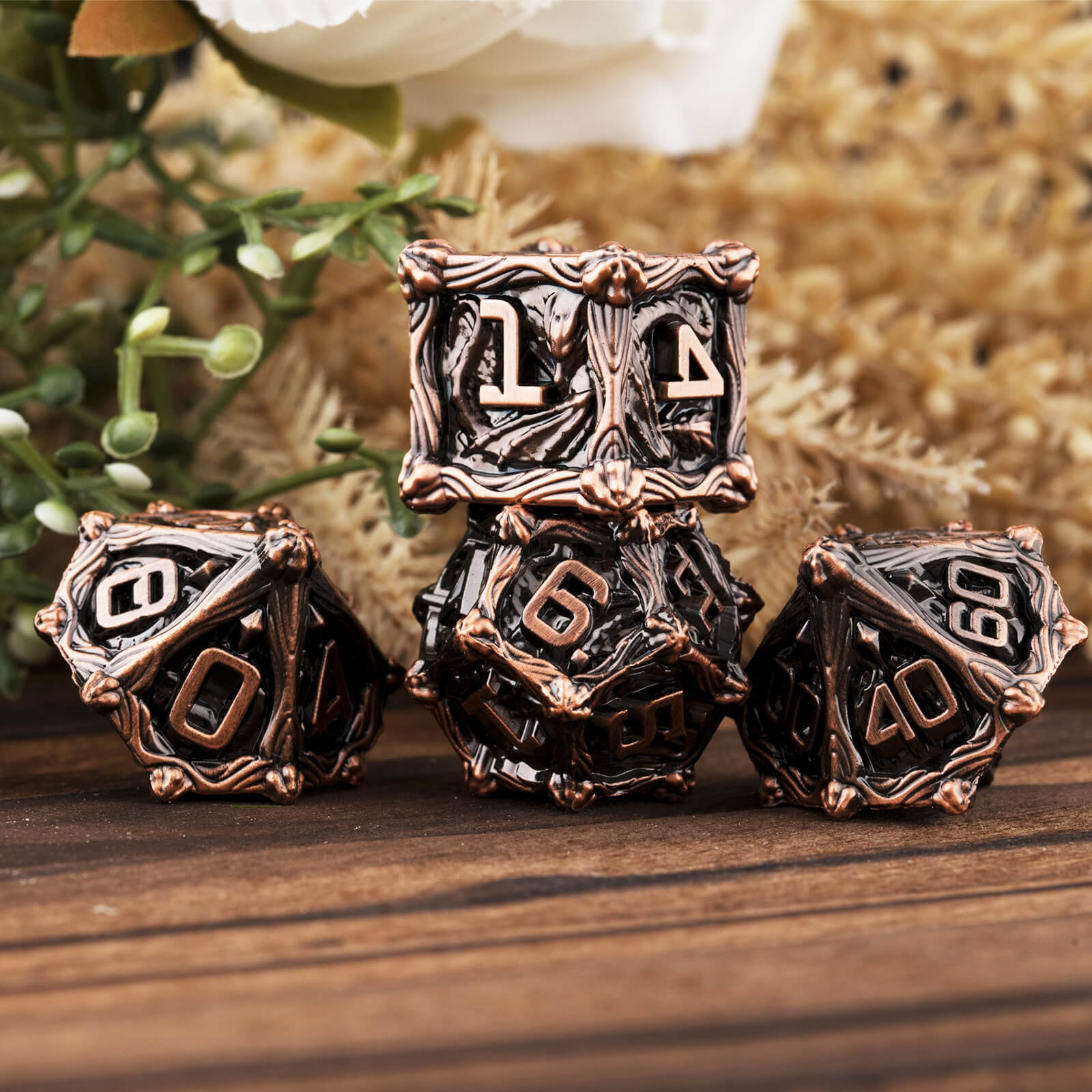 Dragon Rider Best Polyhedral Metal Dice Set D and D - Ancient Red Copper - Dice of Dragons