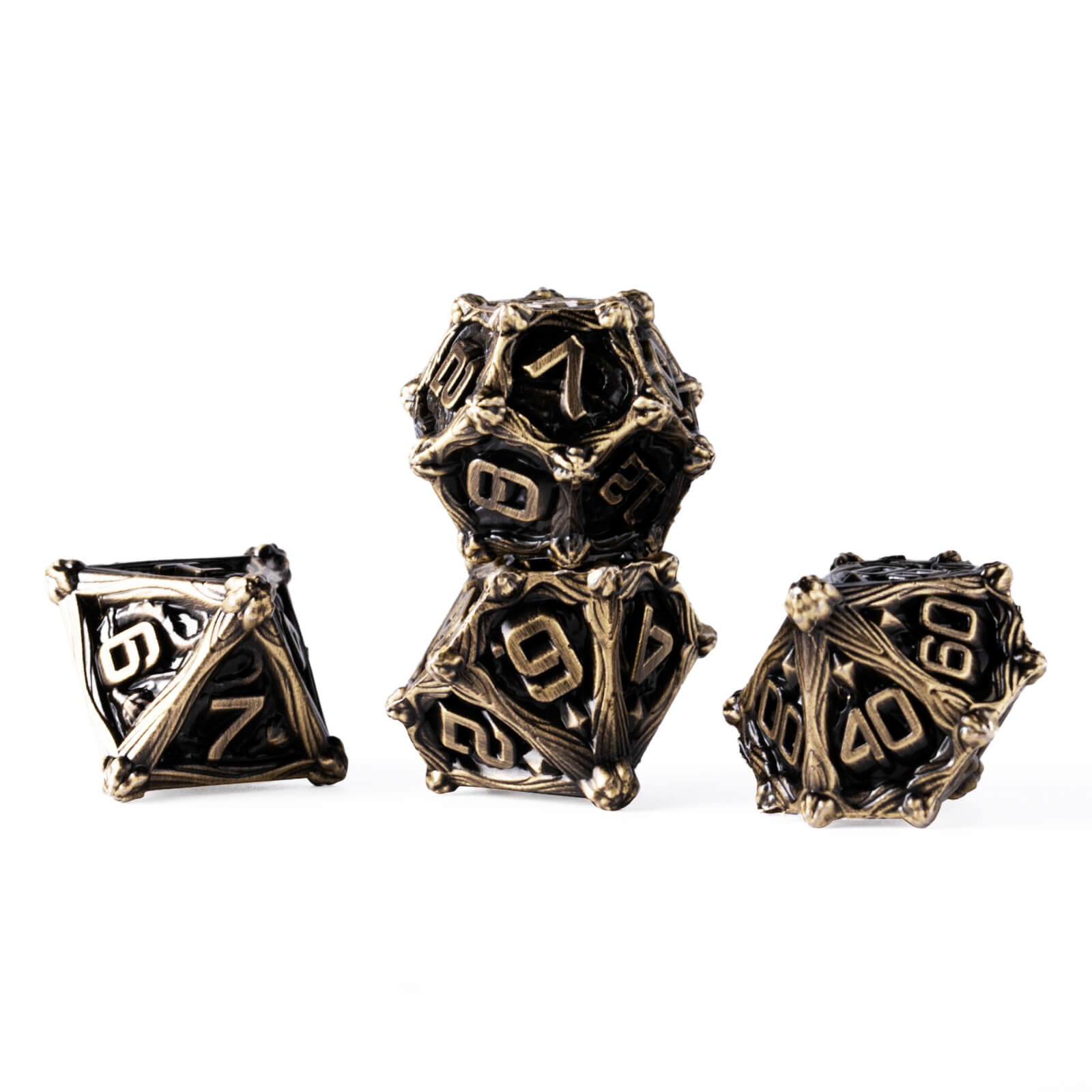 Dragon Rider Cool Polyhedral Metal Dice Set D&D - Ancient Bronze - Dice of Dragons