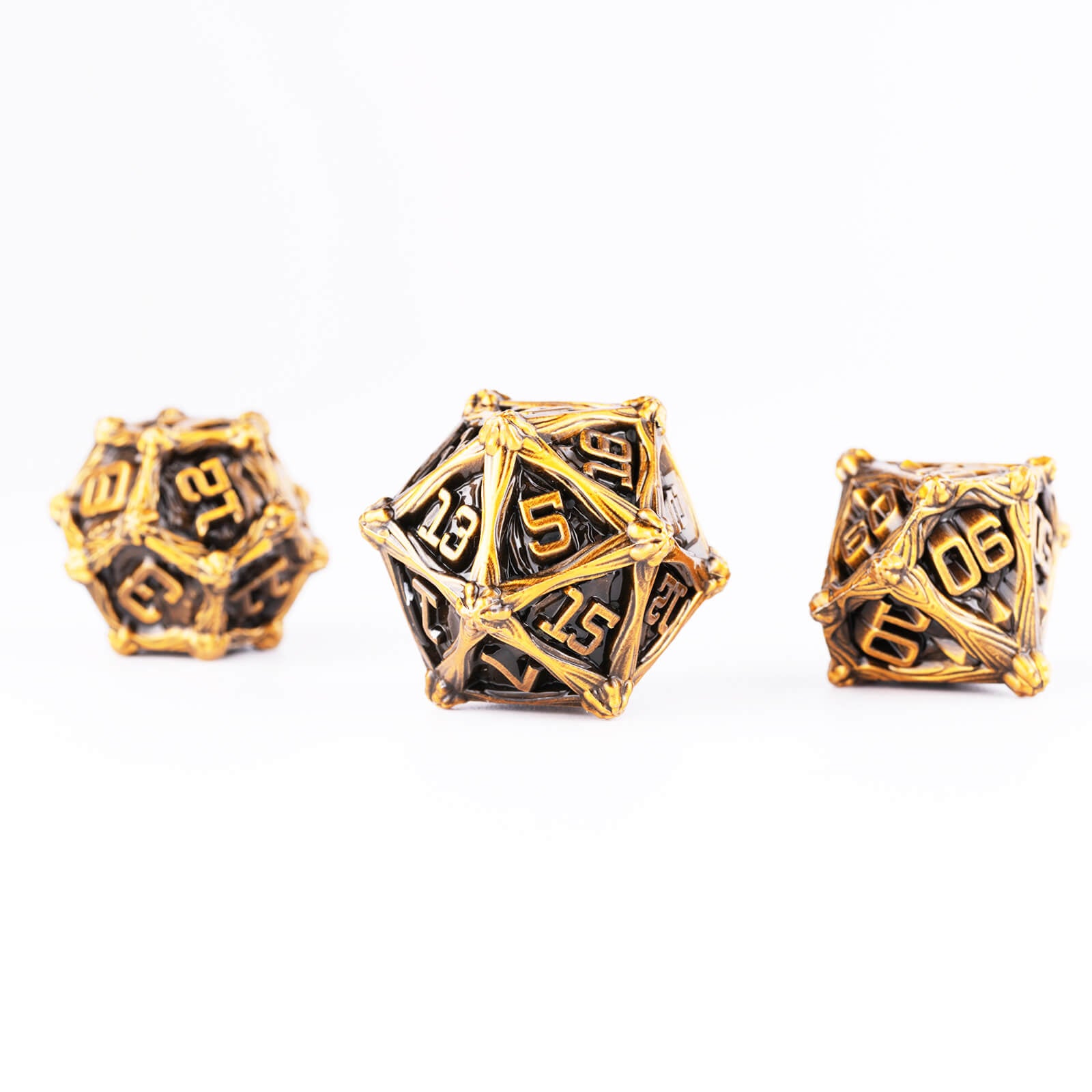 Dragon Rider RPG Polyhedral Metal Dice Sets DnD - Antique Gold - Dice of Dragons