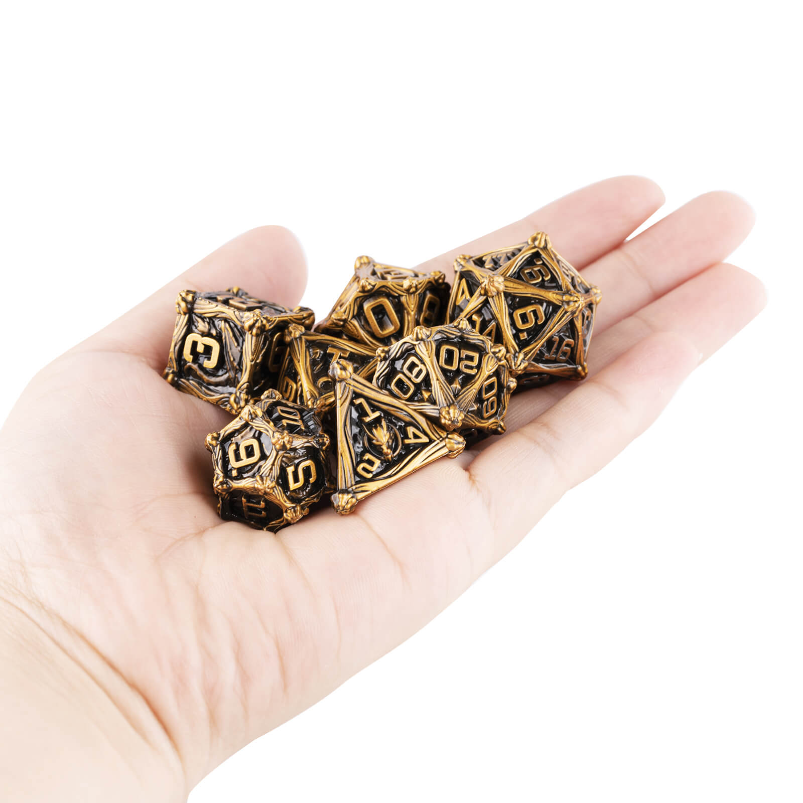 Dragon Rider RPG Polyhedral Metal Dice Sets DnD - Antique Gold - Dice of Dragons