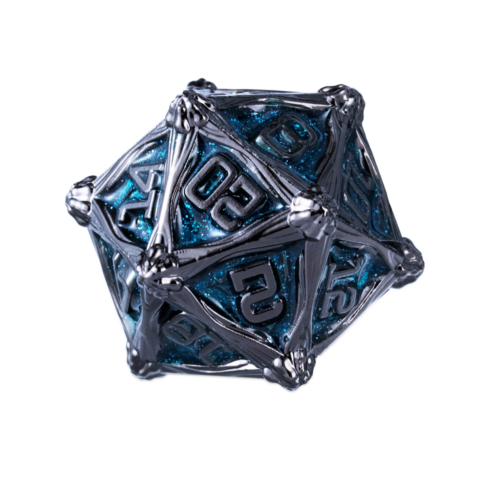 Dragon Rider Unusual Polyhedral Metal D&D Dice Set - Black Blue - Dice of Dragons