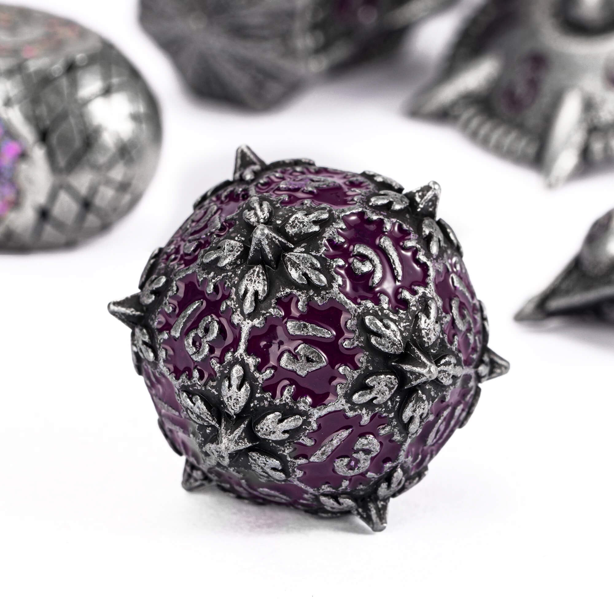 Dragon Set 7 Metal Polyhedral Set Dice D&D Black Purple - Dice of Dragons