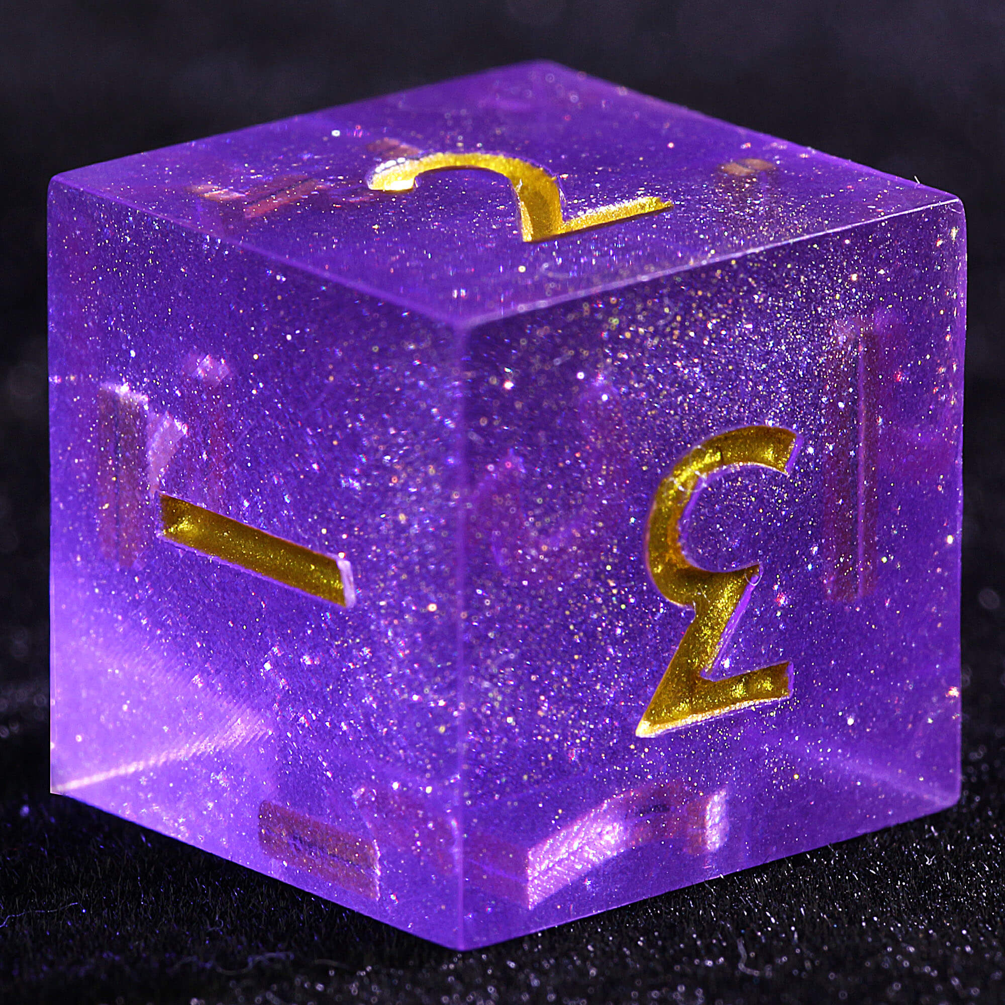 Draw Steel 3 Polyhedral Resin two 20-Sided D10 and one 6-Sided D3 Dice Set Violet Resolve - Dice of Dragons