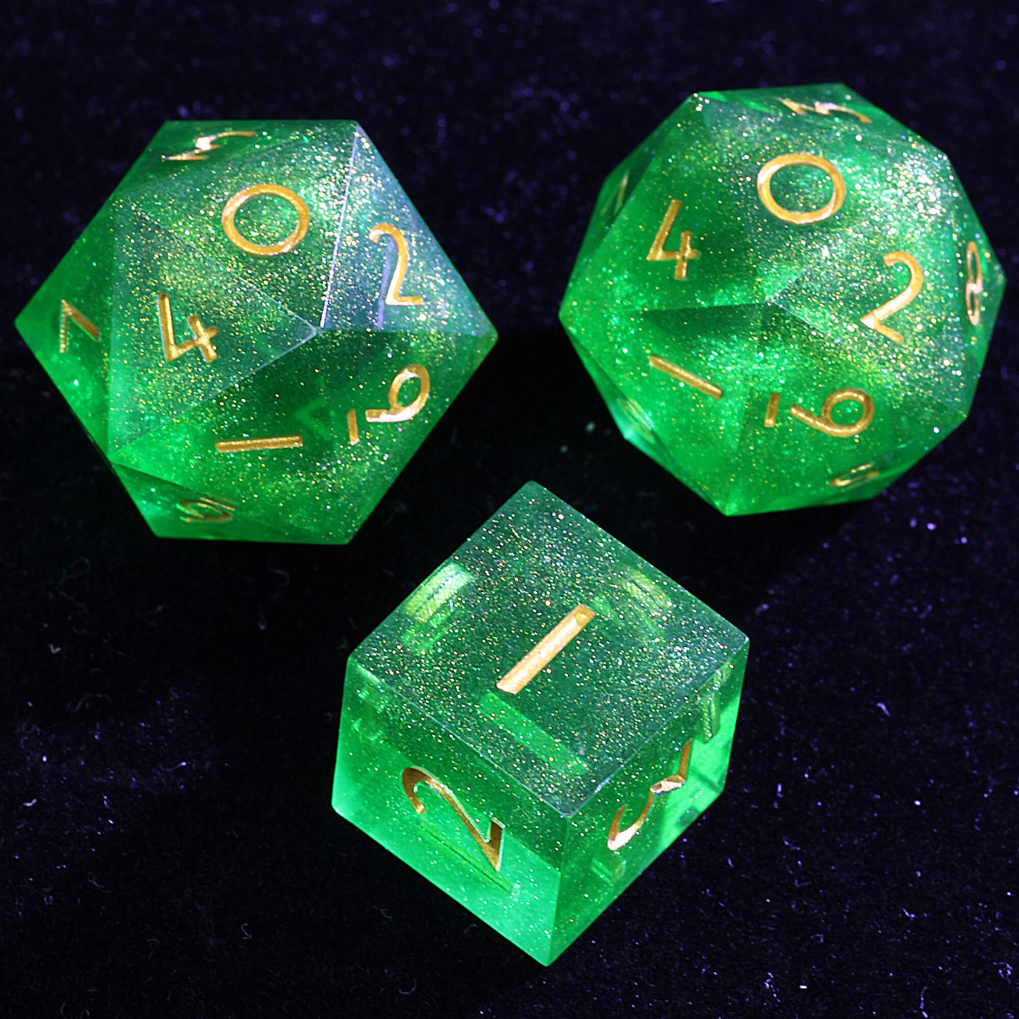 Draw Steel 3 Polyhedral Resin two 20-Sided D10 and one 6-Sided D3 Set Dice Verdant Recovery - Dice of Dragons