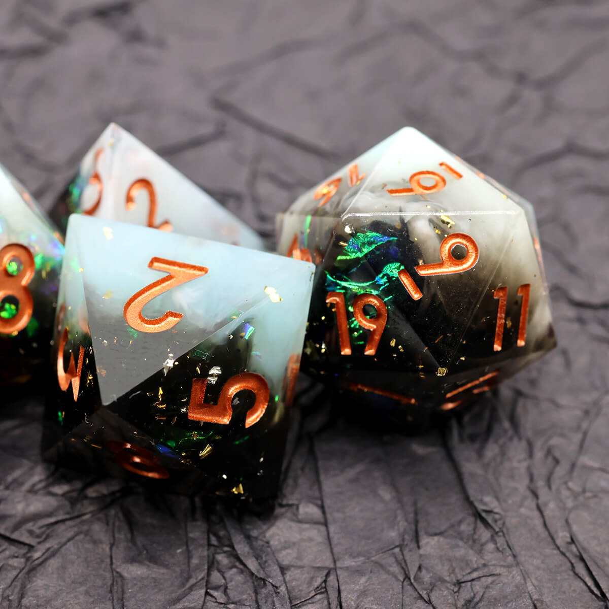 Dust of Mysteries 7-Piece Sharp Edge Dice Set for DND - Dice of Dragons