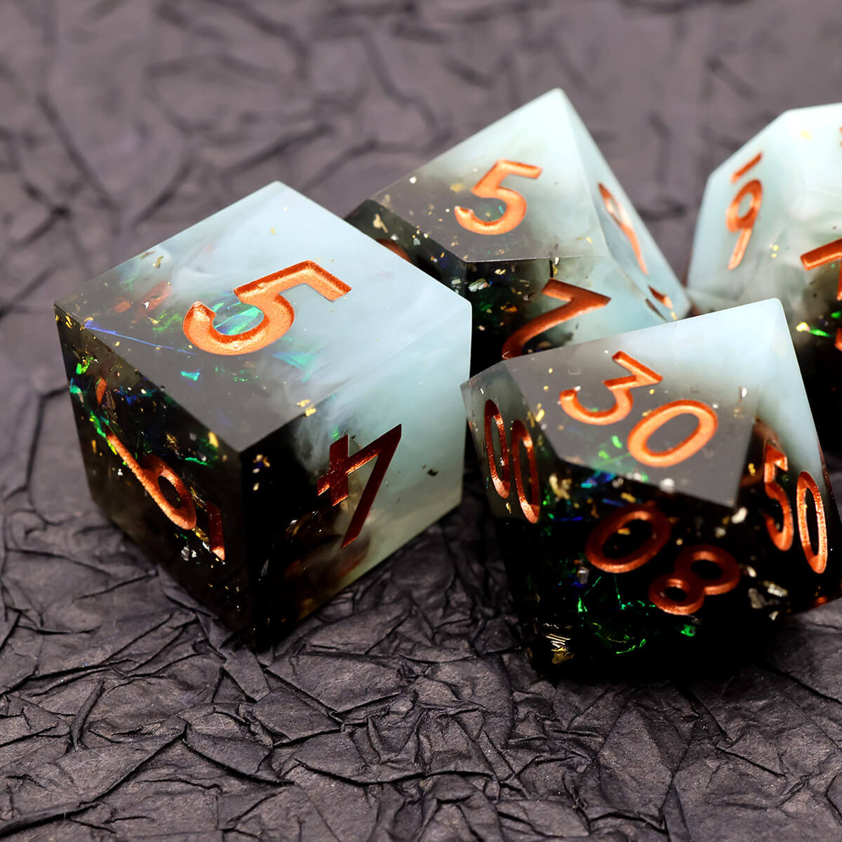 Dust of Mysteries 7-Piece Sharp Edge Dice Set for DND - Dice of Dragons