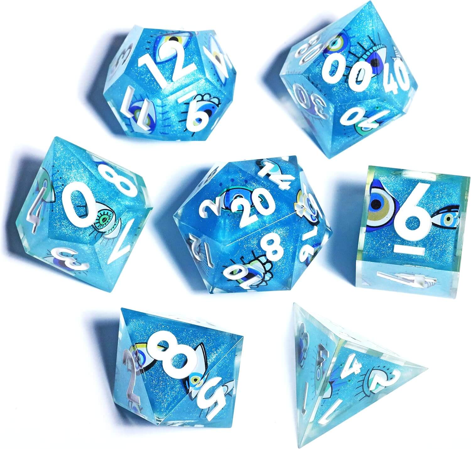 Eye of Truth Sharp Edge Polyhedral Resin 7-Piece D&D Dice Set - Dice of Dragons