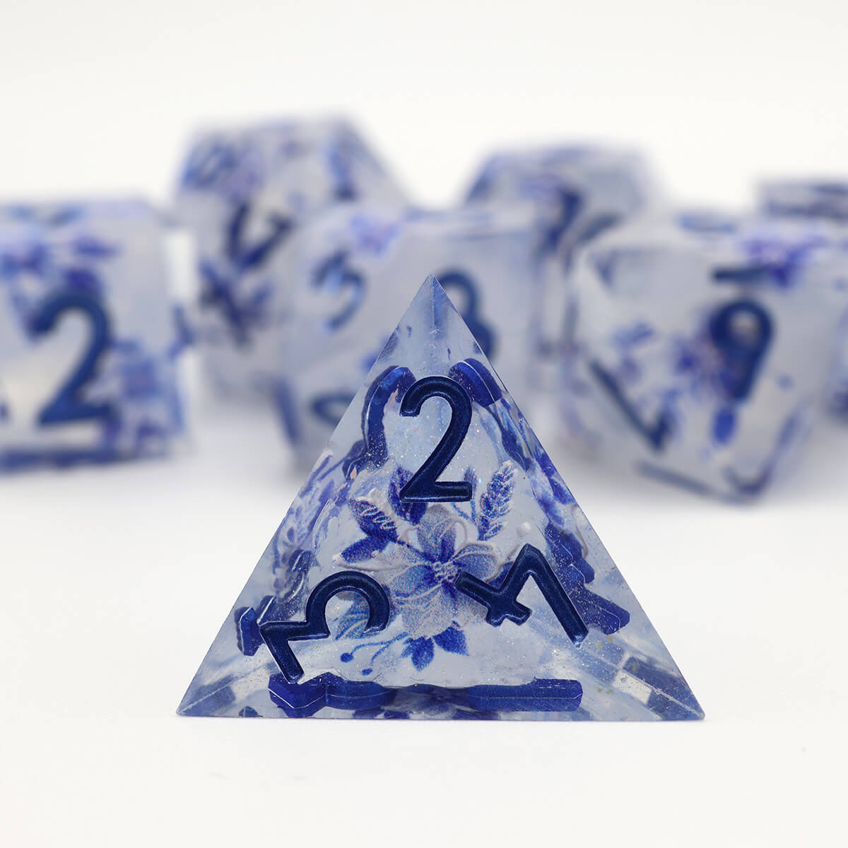 Flower Layered 7-Piece Sharp Edge DND Dice Set - Dice of Dragons