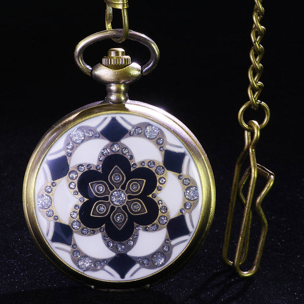 【Dice × Flower ウォレットチェーン】 重厚で存在感QBSZSZ16 Flower Mini Polyhedral Metal Dice Sets DnD with Pocket Watch Shell Cas
