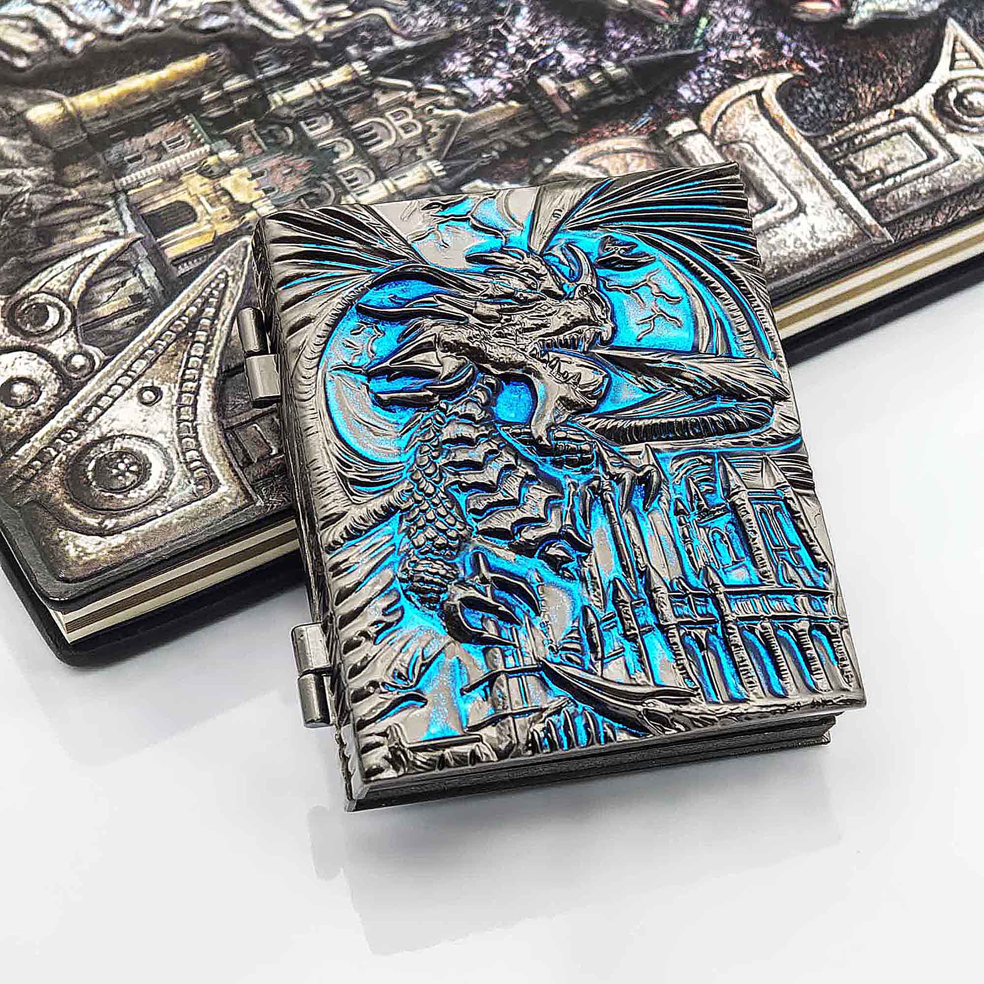 Flying Dragon 7 in 1 Rotating Roulette DND Metal Dice Magic Book Grimoire - Dice of Dragons