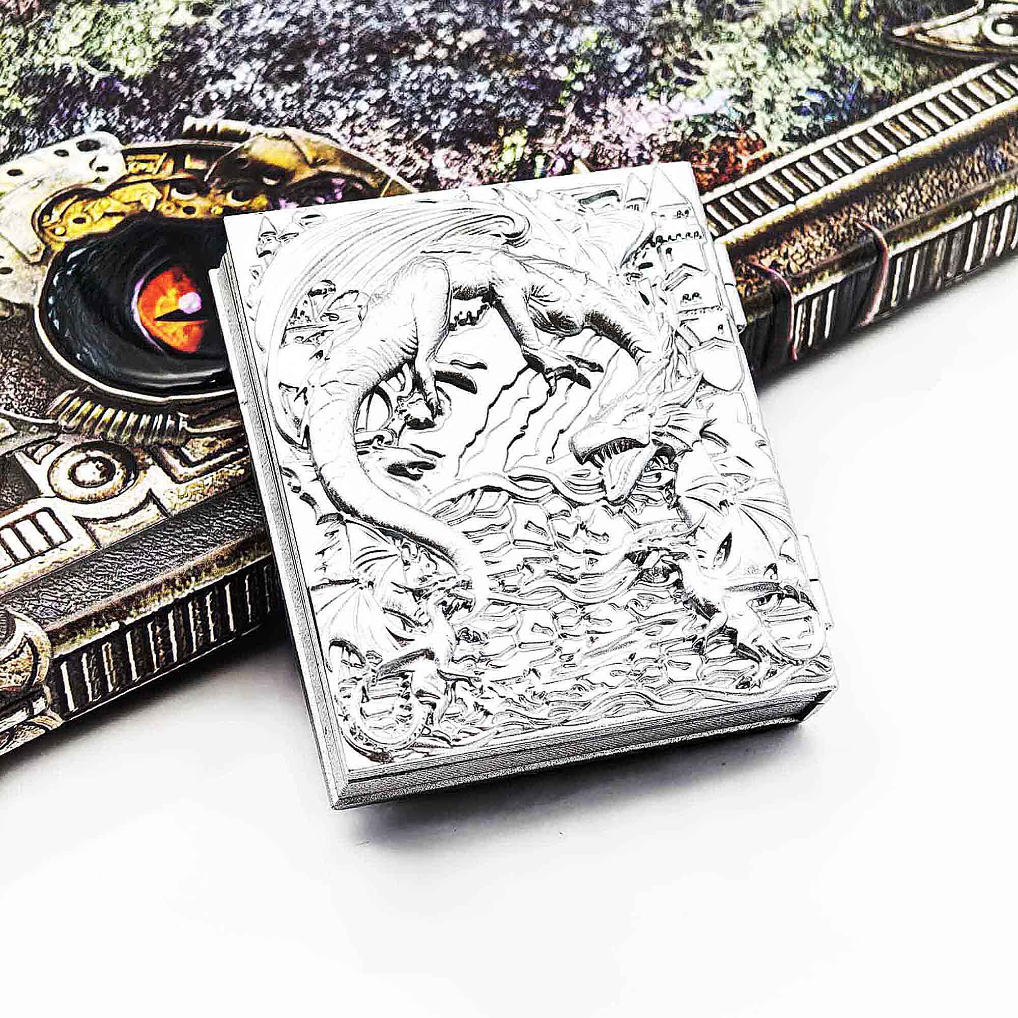 Flying Dragon 7 in 1 Rotating Roulette DND Metal Dice Magic Book Grimoire - Dice of Dragons