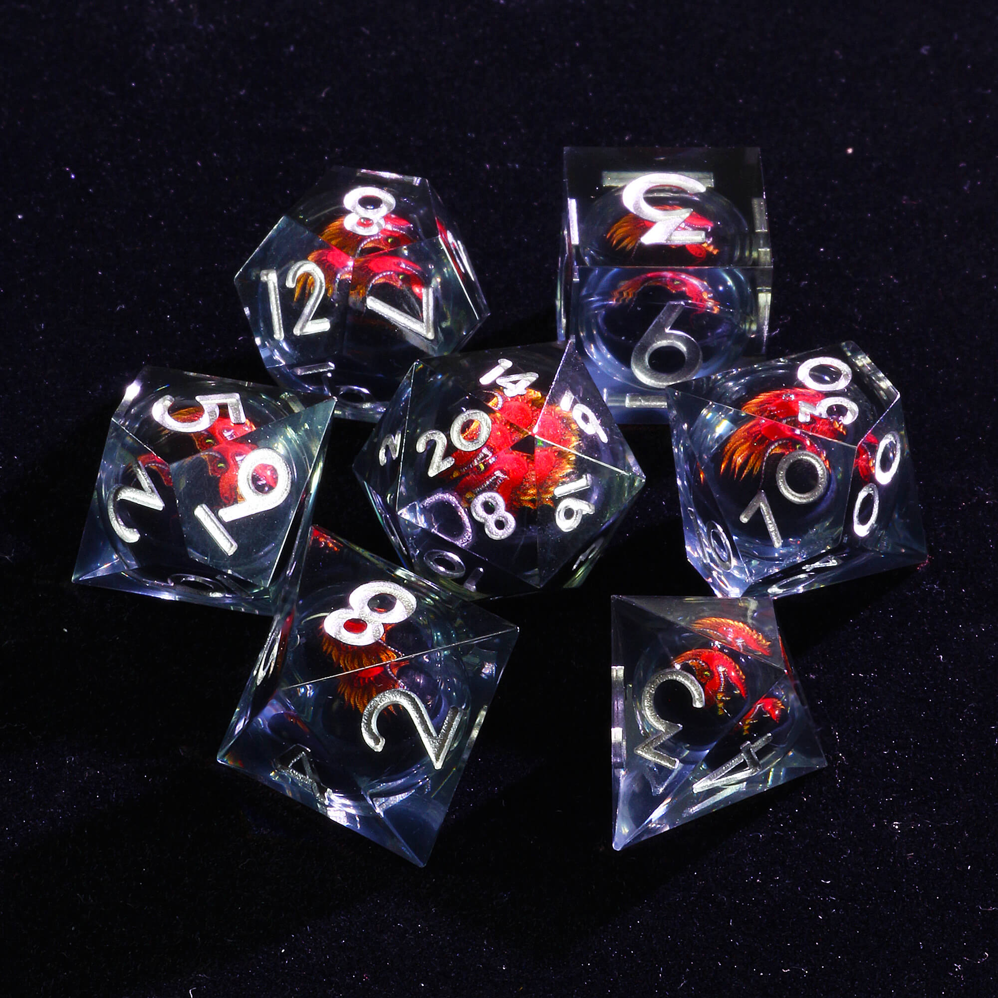 Gaming 7 Polyhedral Dragon Liquid Core DnD Dice Sets - Dice of Dragons