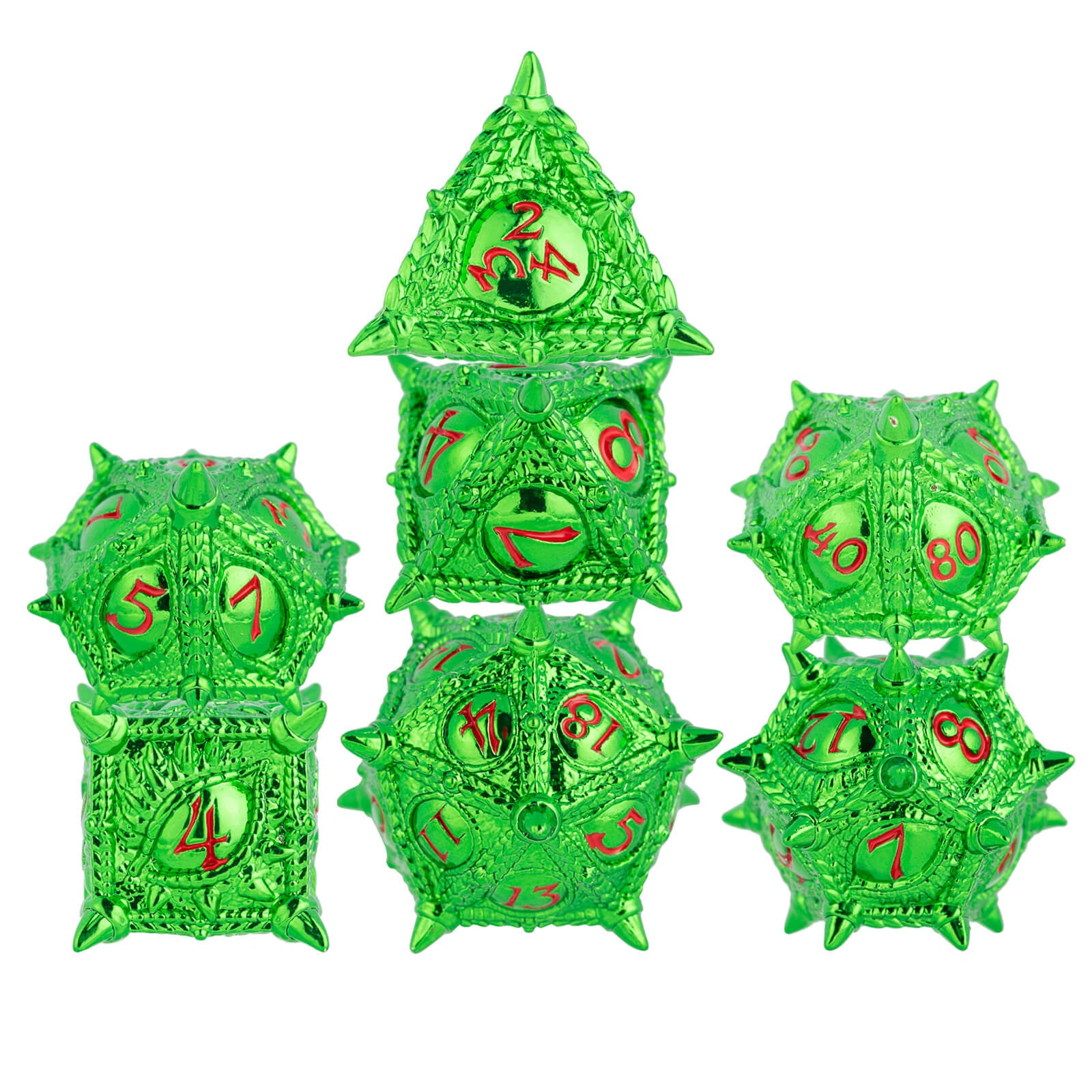 Dragon Eye Polyhedral Metal D and D Dice Sets - Green - Dice of Dragons