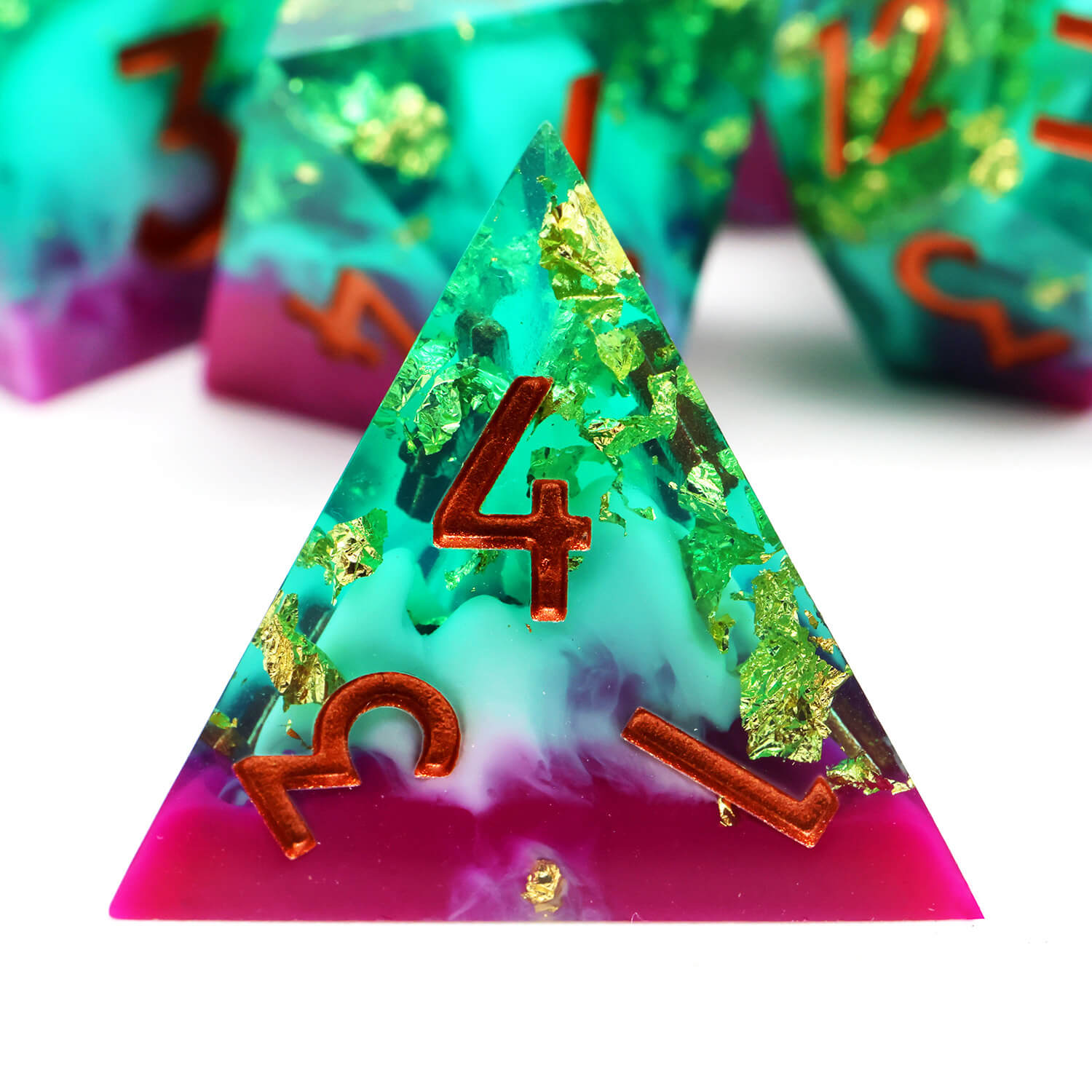 Gold Leaf Handmade Polyhedral DnD Dice Set for Board Games - Dice of Dragons