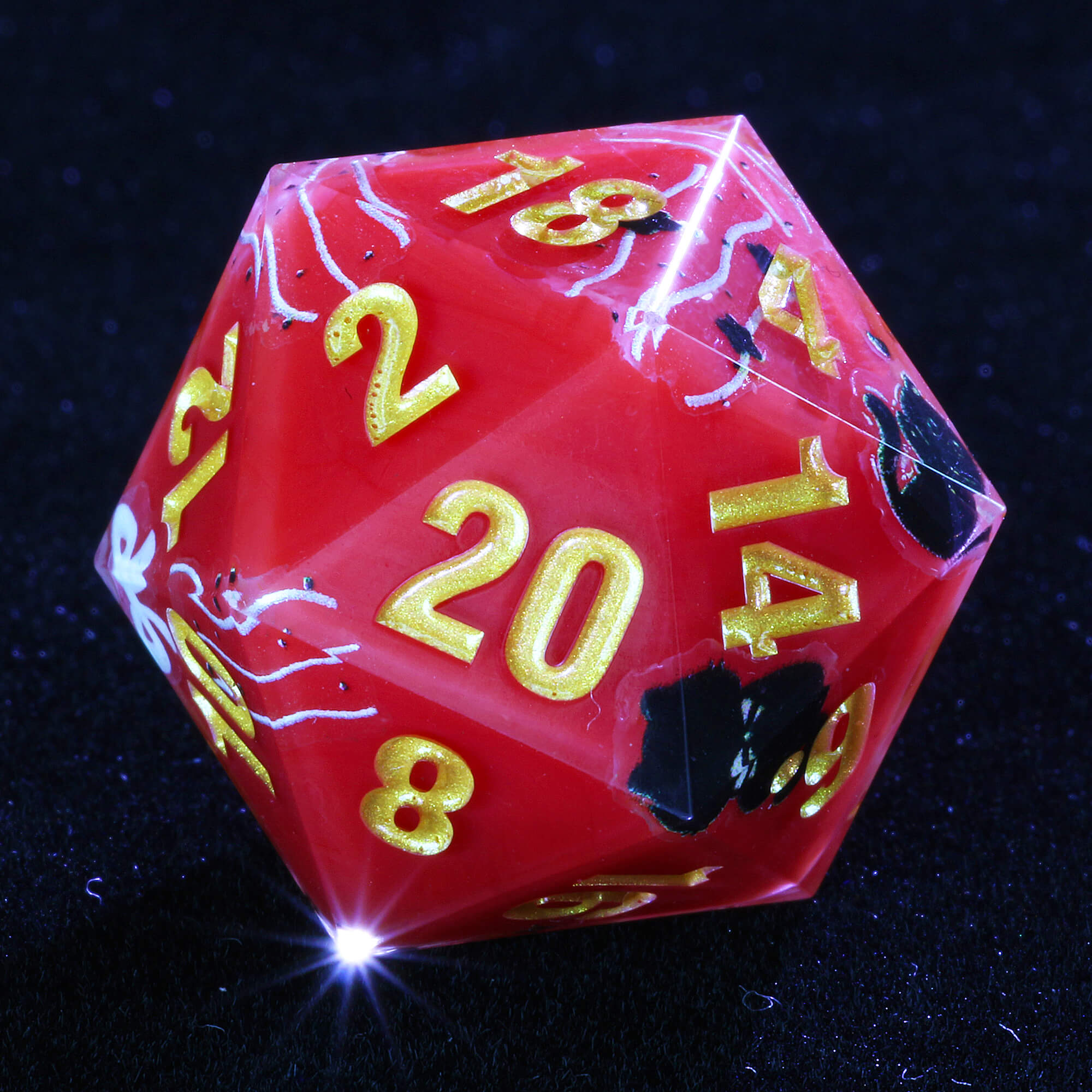 Good 7 Polyhedral Resin Dice Sets D and D Cat Red - Dice of Dragons