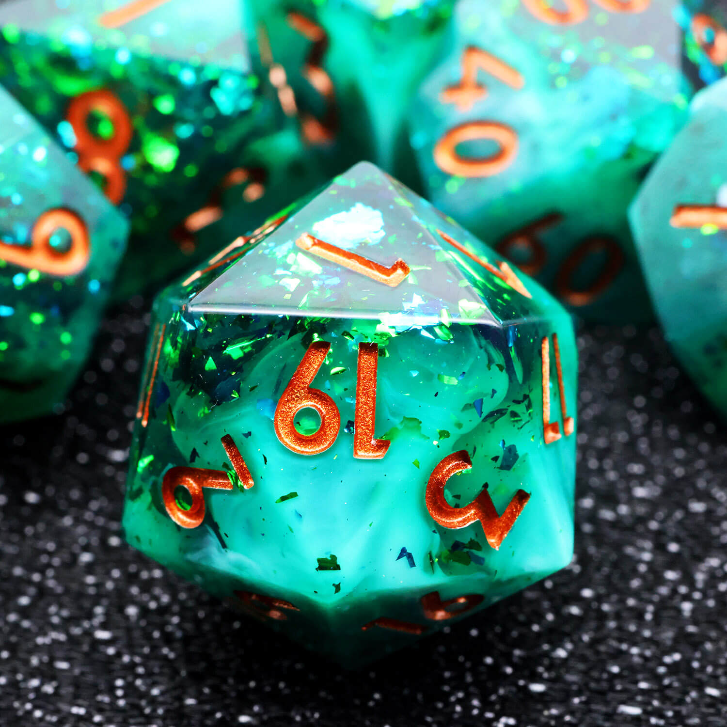 Green Forest Handmade Polyhedral DnD Dice Set for TRPG - Dice of Dragons