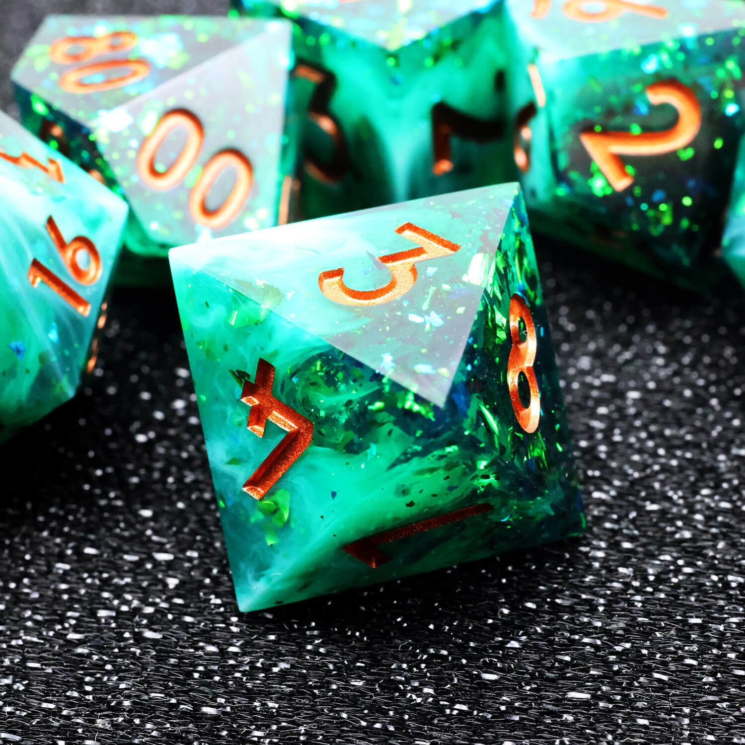 Green Forest Handmade Polyhedral DnD Dice Set for TRPG - Dice of Dragons