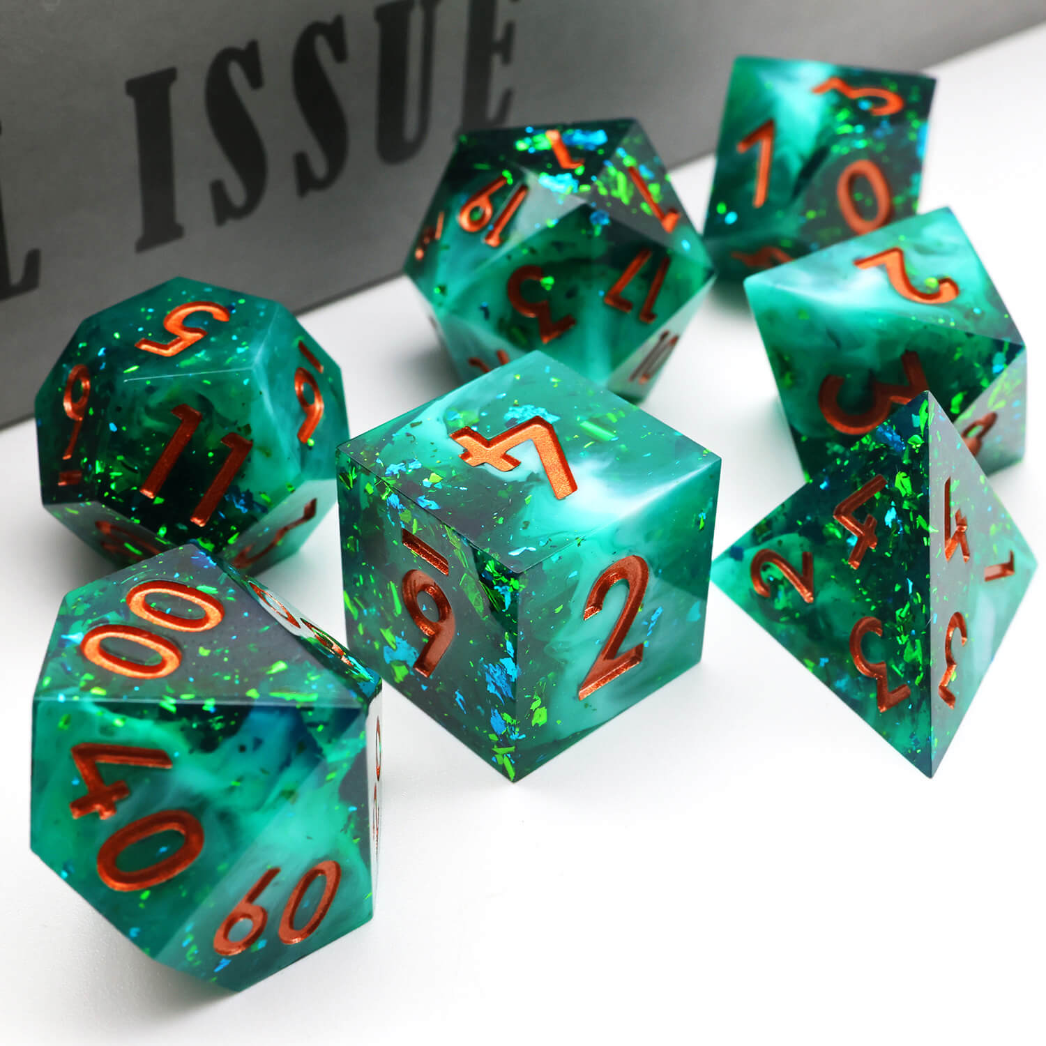 Green Forest Handmade Polyhedral DnD Dice Set | Eco-Friendly RPG Dice
