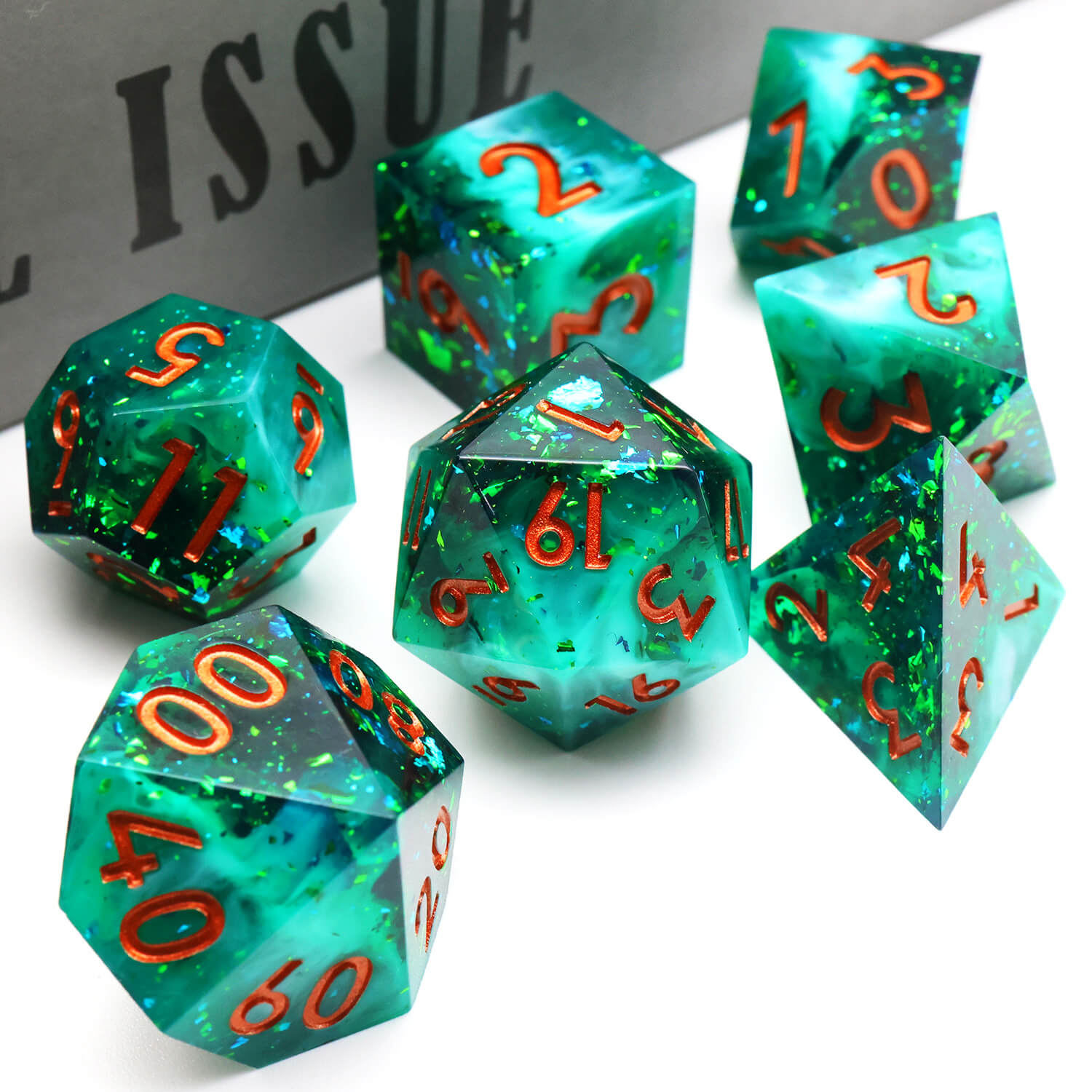 Green Forest Handmade Polyhedral DnD Dice Set for TRPG - Dice of Dragons