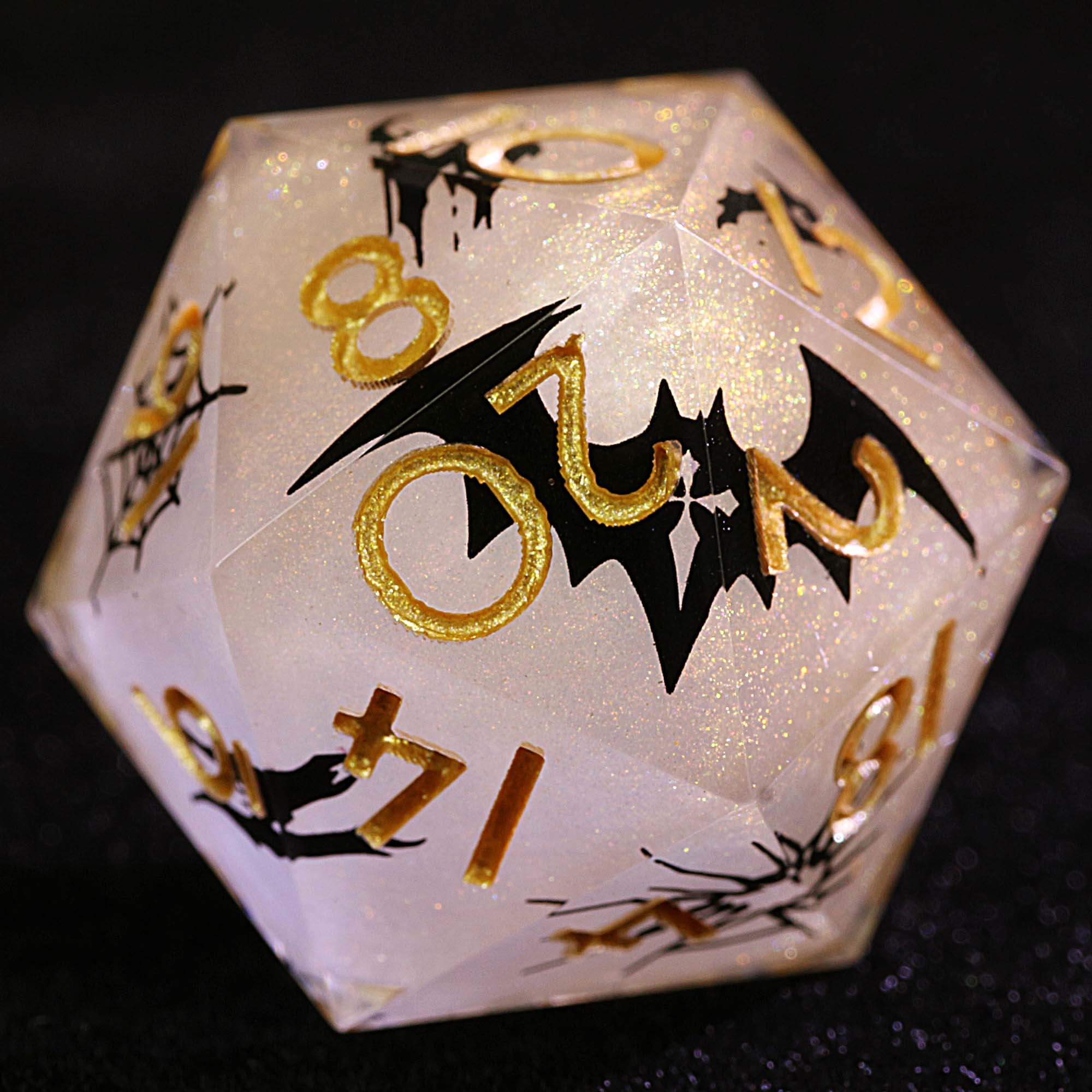 Halloween 9 Polyhedral Resin Sets of Dice D and D Yellow Black Simple Bat