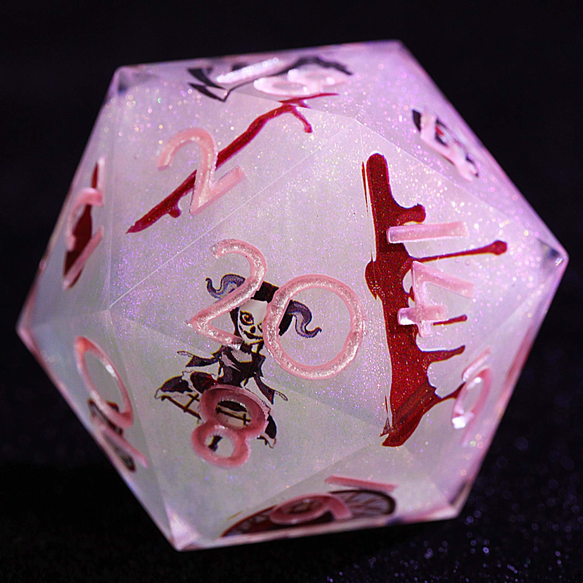 Halloween 9 Polyhedral Resin Sets of Dice DD Pink Witch Bloody Broomstick