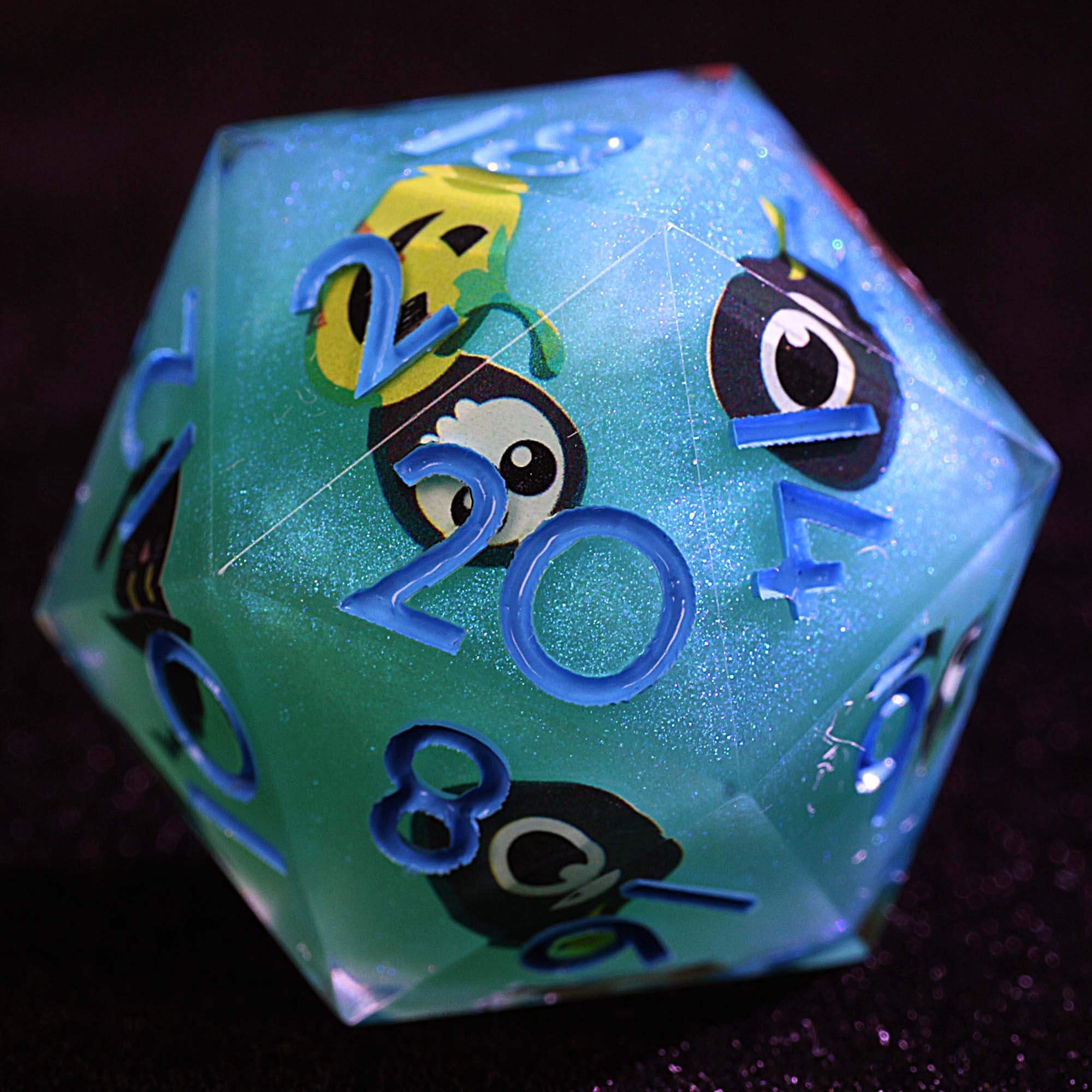 Halloween 9 Polyhedral Resin Set of Dice D&D Lake Blue Dark Ghost