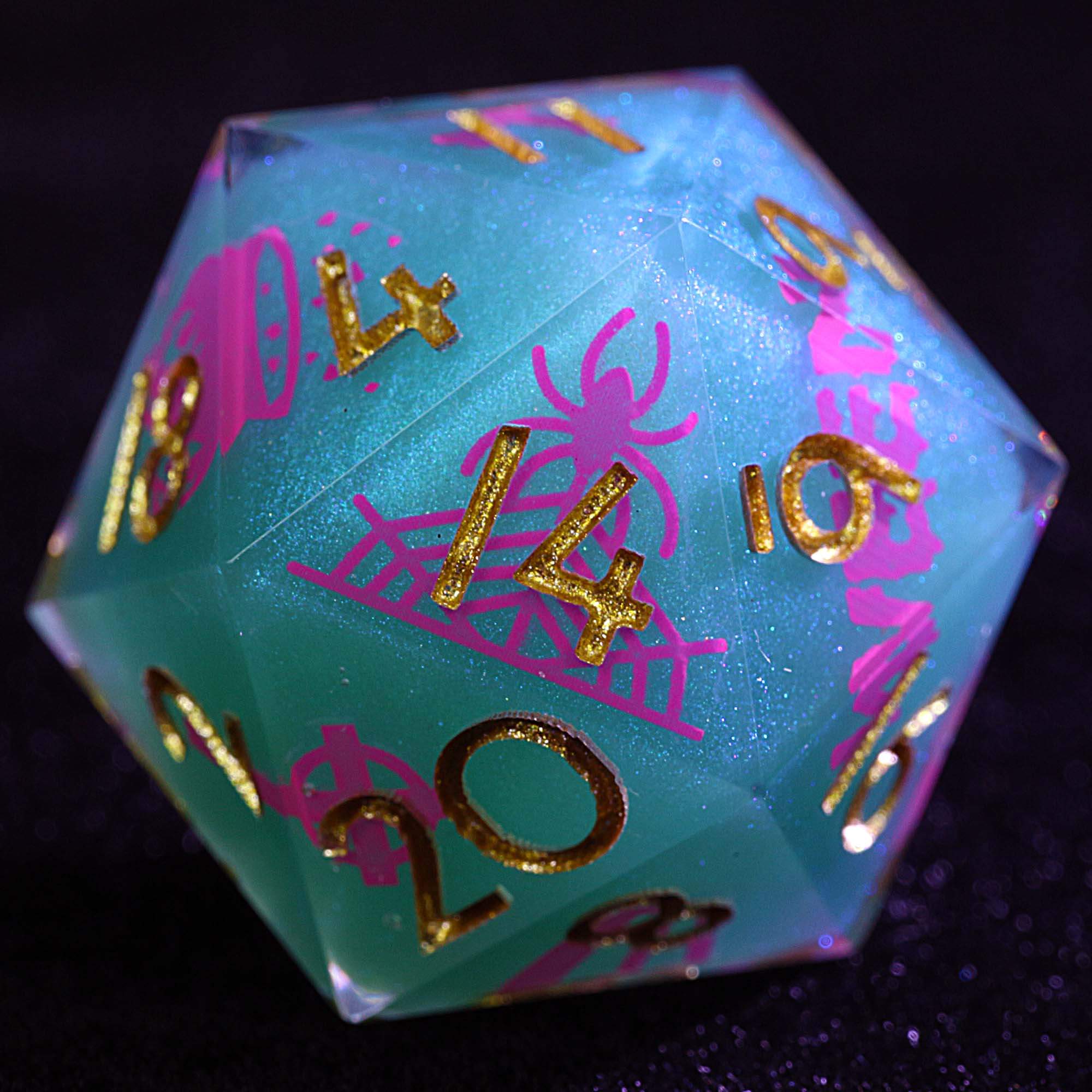 Halloween 9 Polyhedral Resin Set of Dice DnD Purple Spider Web