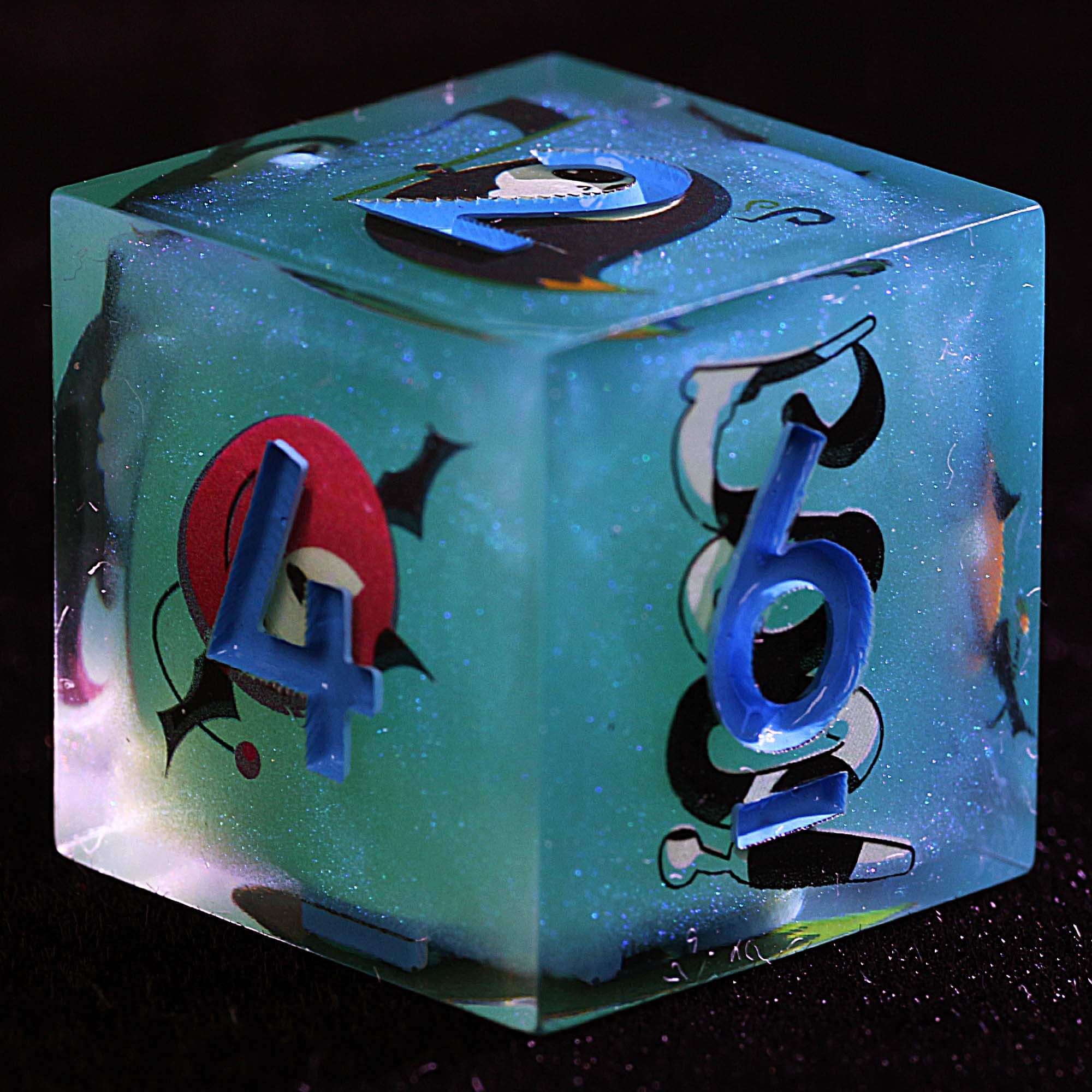 Halloween 9 Polyhedral Resin Set of Dice D&D Lake Blue Dark Ghost