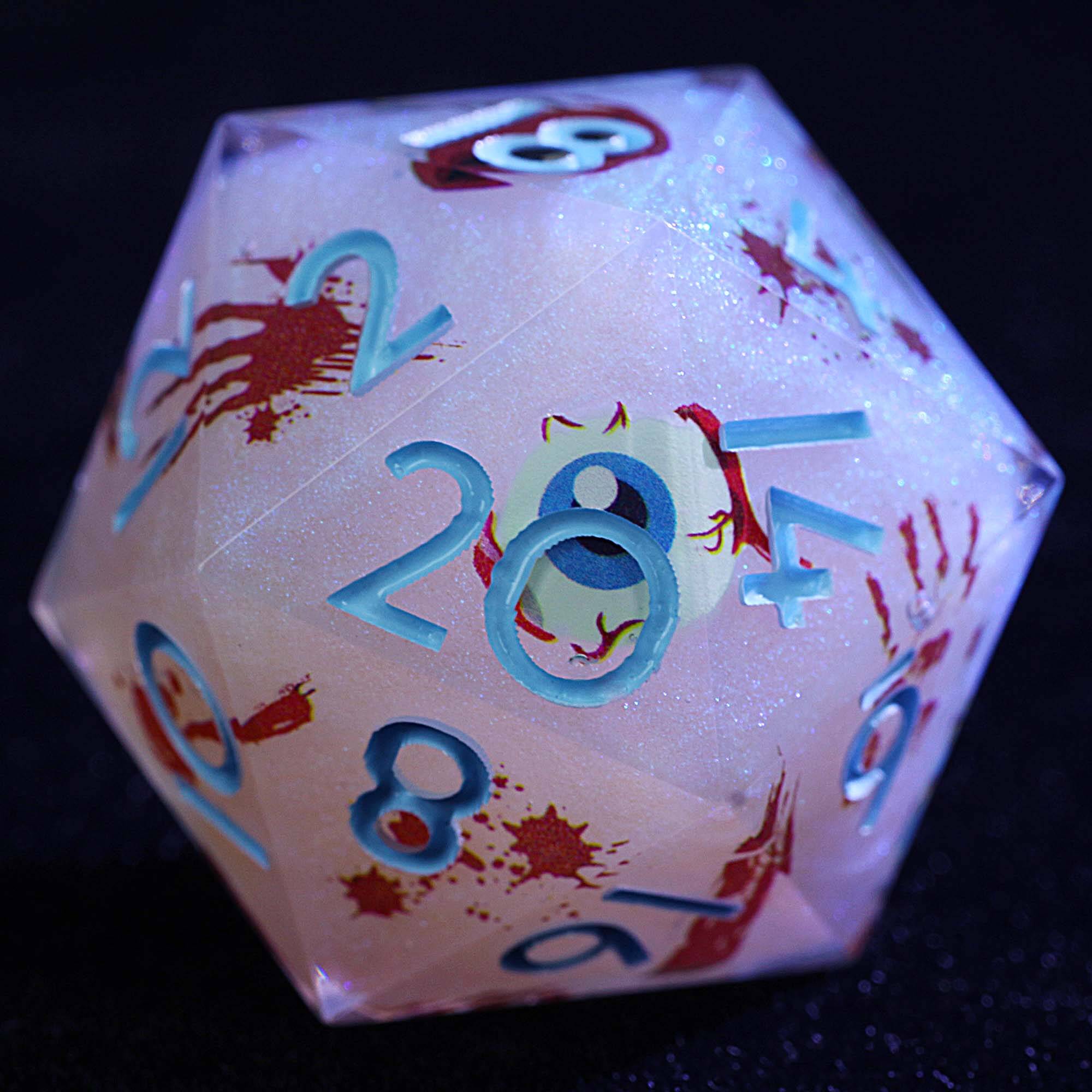 Halloween 9 Polyhedral Resin D&D Sets of Dice Eyeball Mouth Hand Print